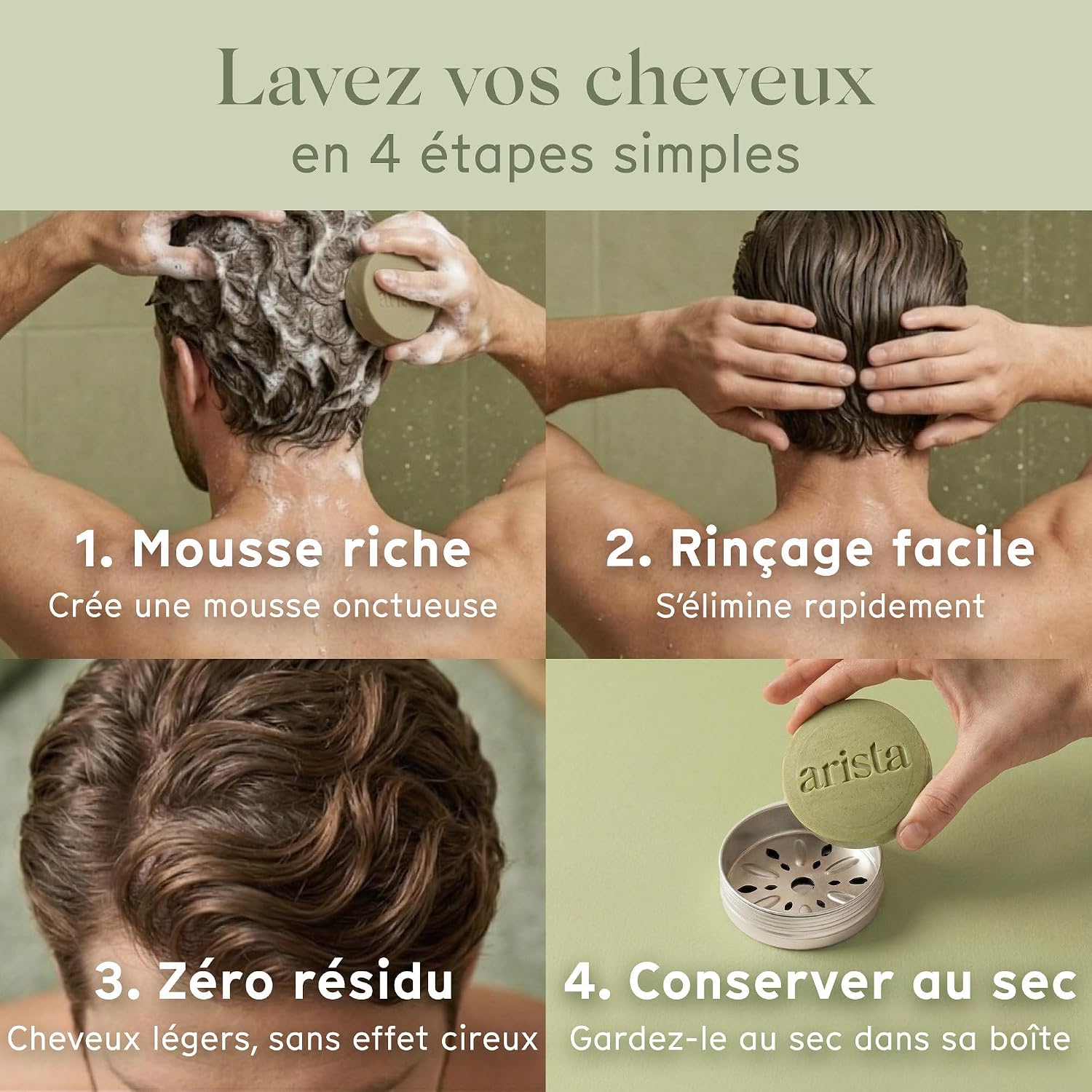 Detalle de Arista Shampoing solide antipelliculaire Tea Tree, Neem & Arnica (sans sulfate, vegan)