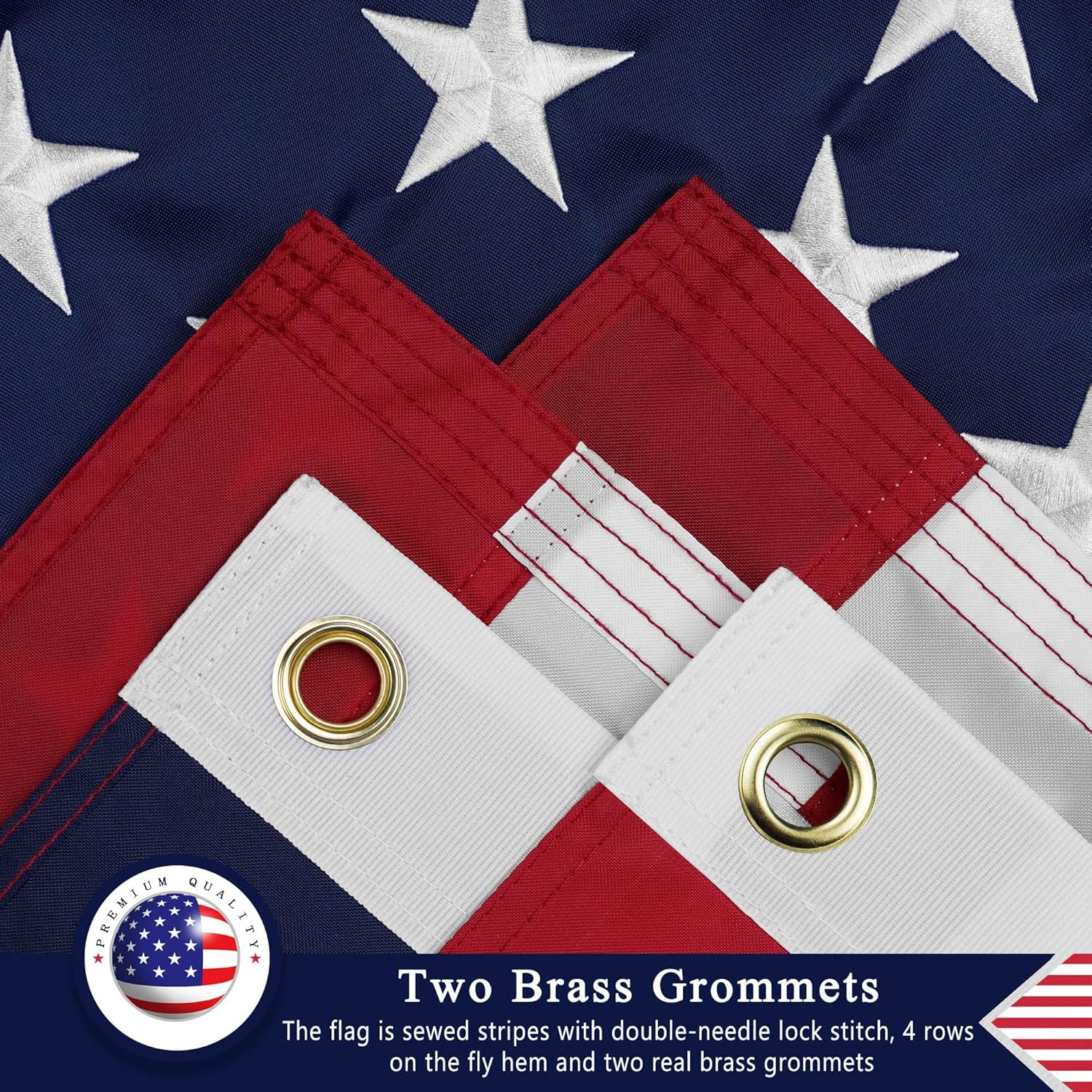 Thumbnail 1 de DANF FLAG Heavy-Duty American Flag 3x5 Ft for Outside (Nylon, Embroidered Stars, Sewn Stripes)