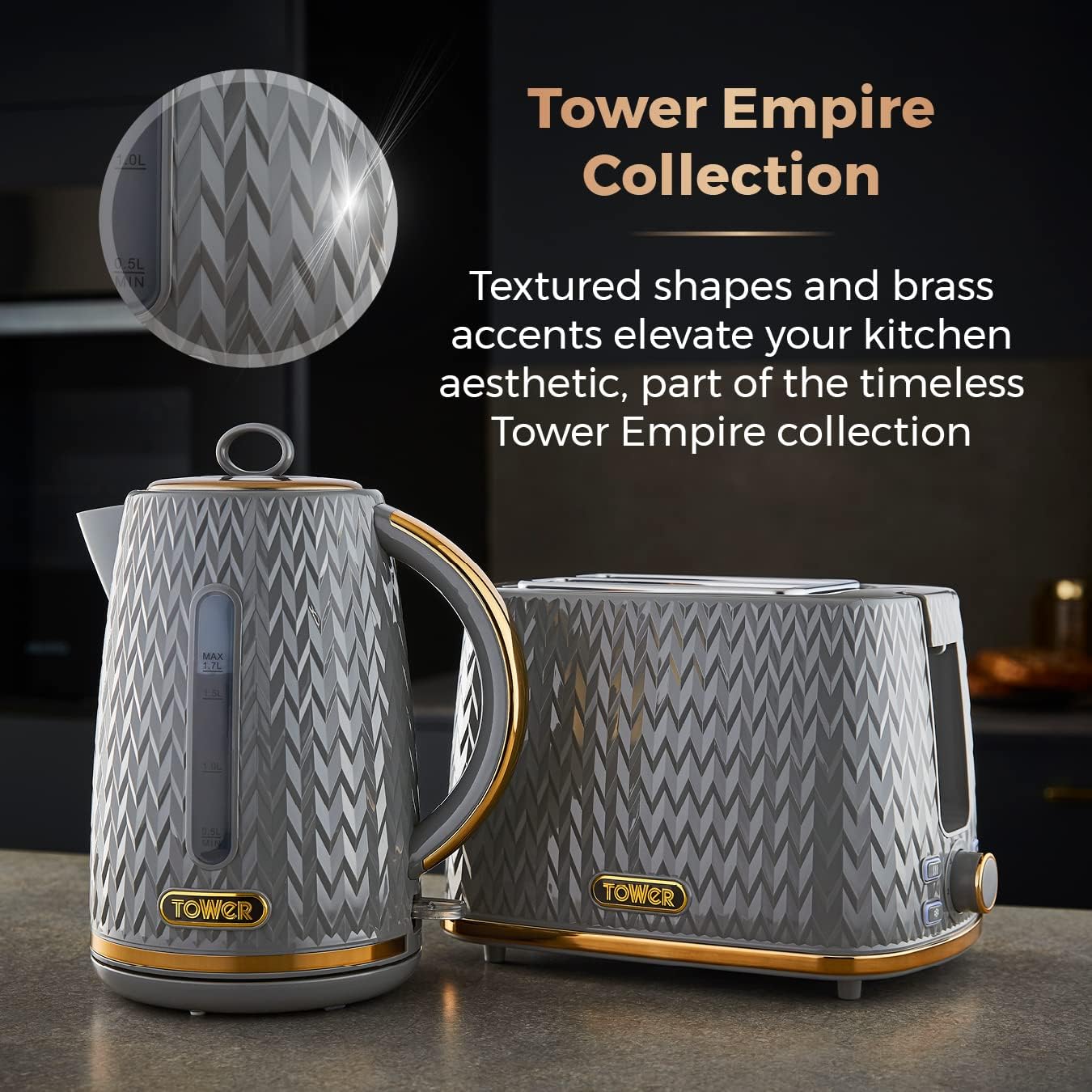 Thumbnail 2 de Tower T10052GRY Empire 1.7L kettle