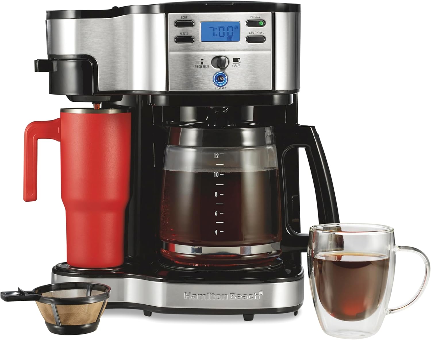 Detalle de Hamilton Beach 2-Way Programmable Coffee Maker 12-Cup Glass Carafe