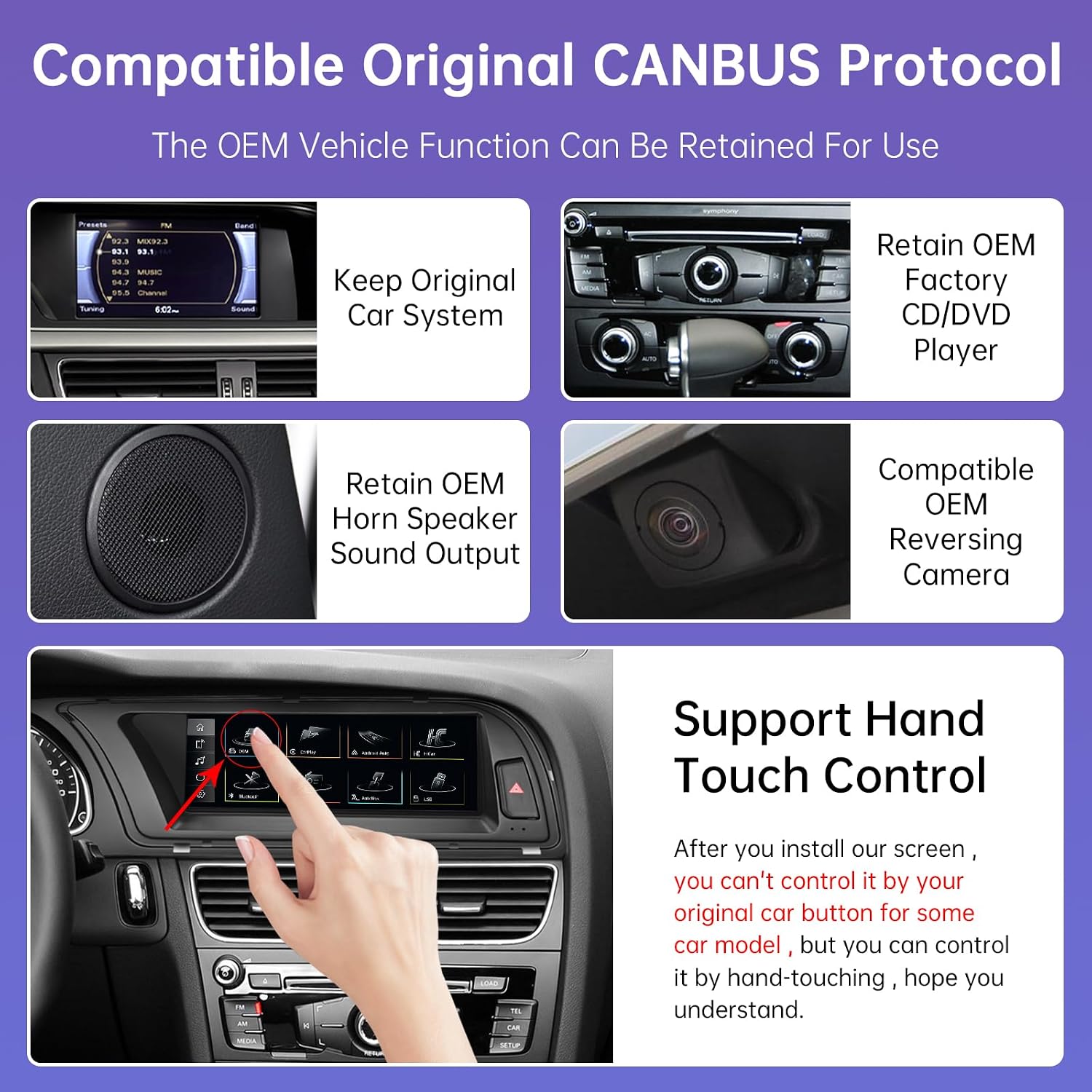 Detalle 2 de Road Top 8,9 pollici autoradio senza fili con CarPlay per Audi A4 (2009-2015) compatibile 2G MMI