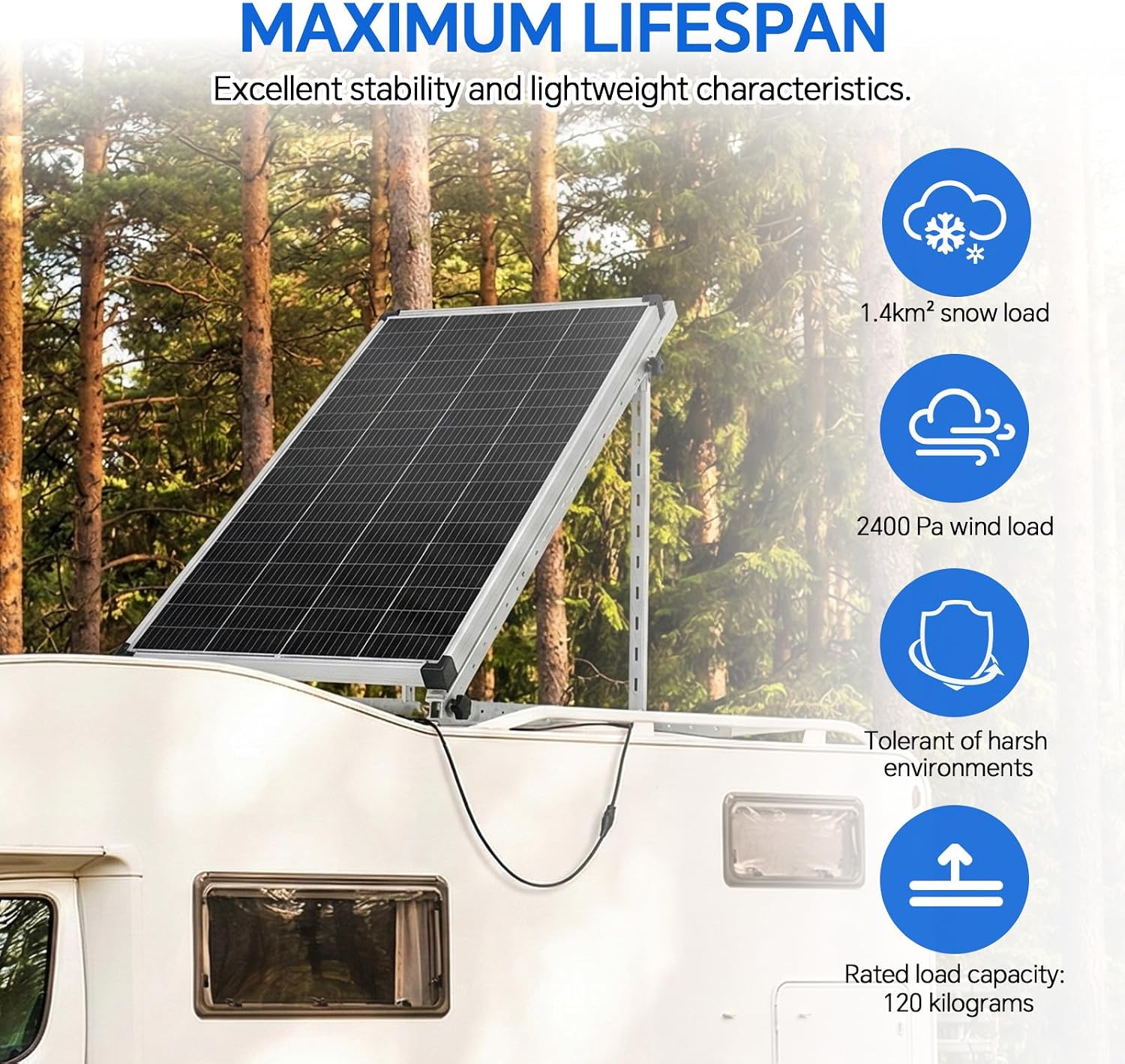 Detalle de AeternaSol RXZER23 Adjustable Solar Panel Tilt Mount, 45-Inch Aluminium