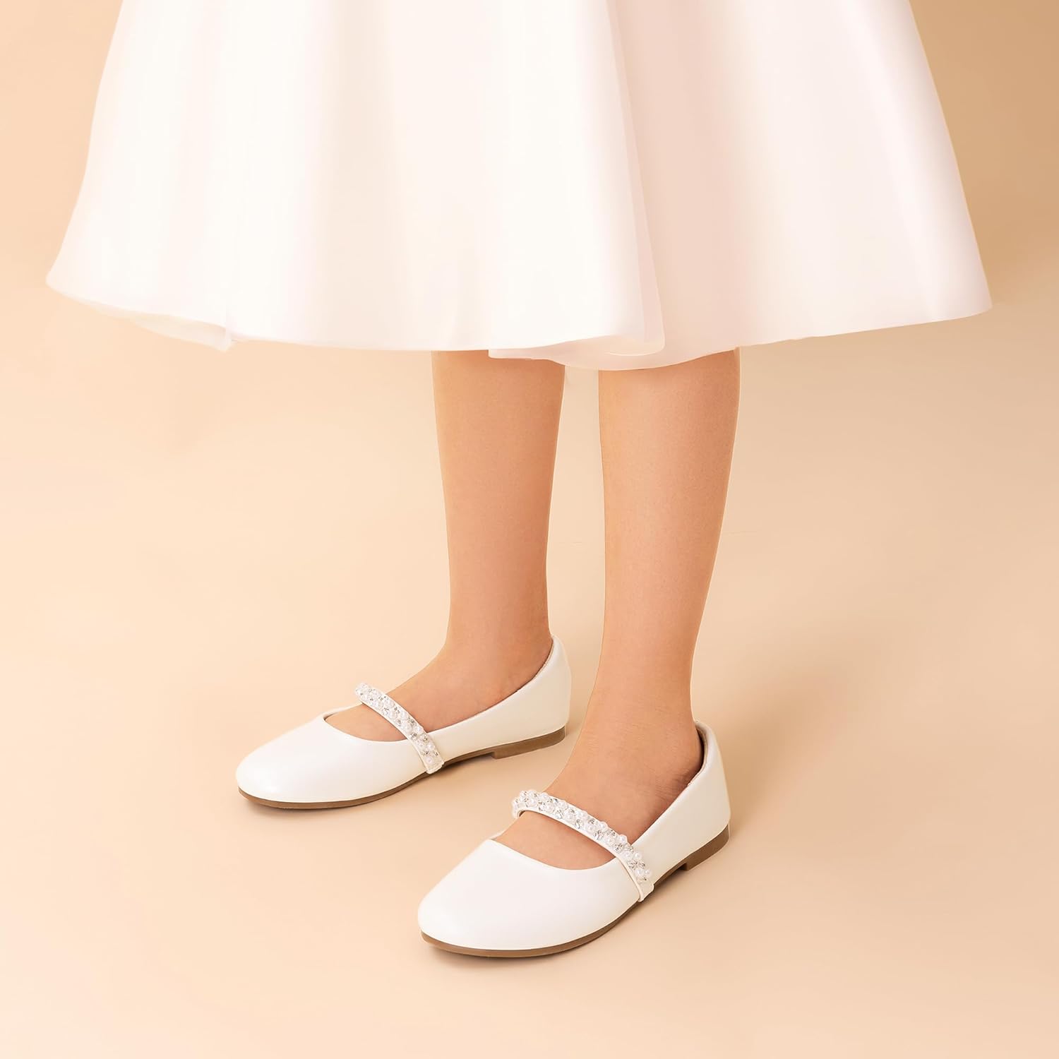 Thumbnail 1 de DREAM PAIRS Mädchen Mary Jane Strap Flache Schuhe – elegante Ballerinas mit Perlenriemen