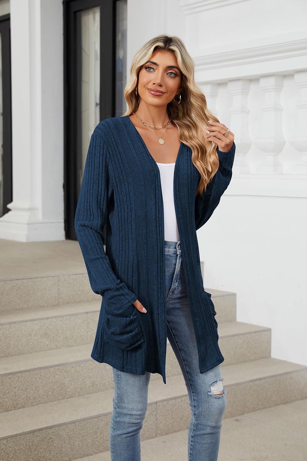 Detalle de Famulily Longline Loose Cardigans for Women UK, Fall Winter Cosy Open Front Sweater Ribbed Cardigan with Pockets
Famulily Longline Loose Cardigans for Women UK,…