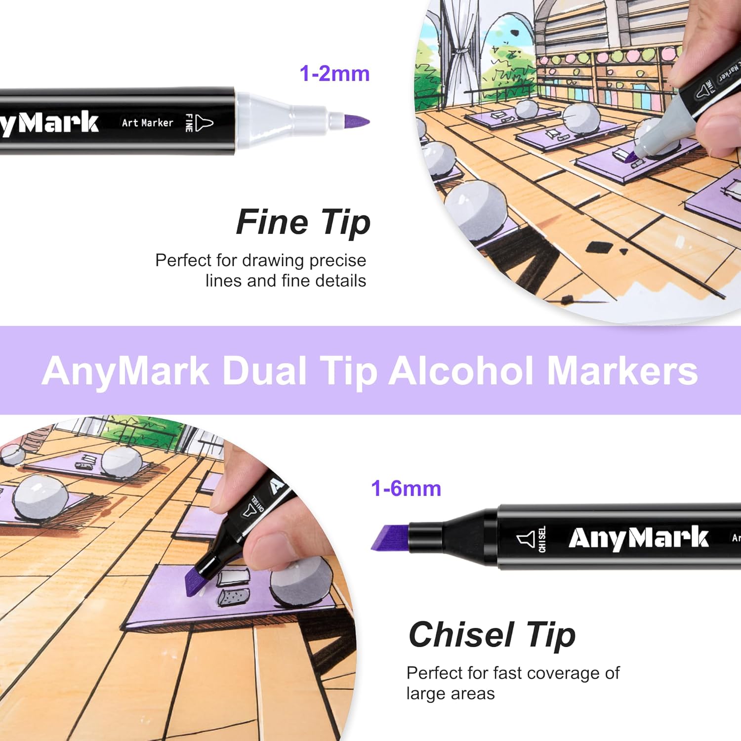 Thumbnail 1 de AnyMark Feutres à alcool, 120 marqueurs ⚙️