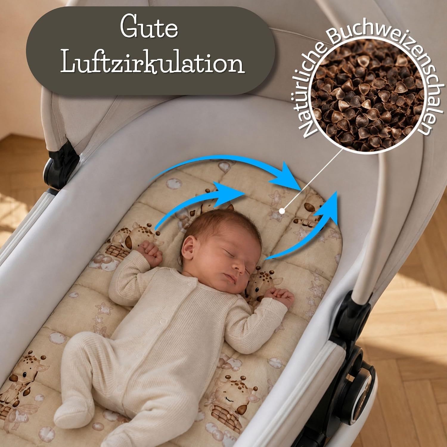 Detalle de Totsy Baby madrass 75 × 35 cm för liggdel med bambuöverdrag