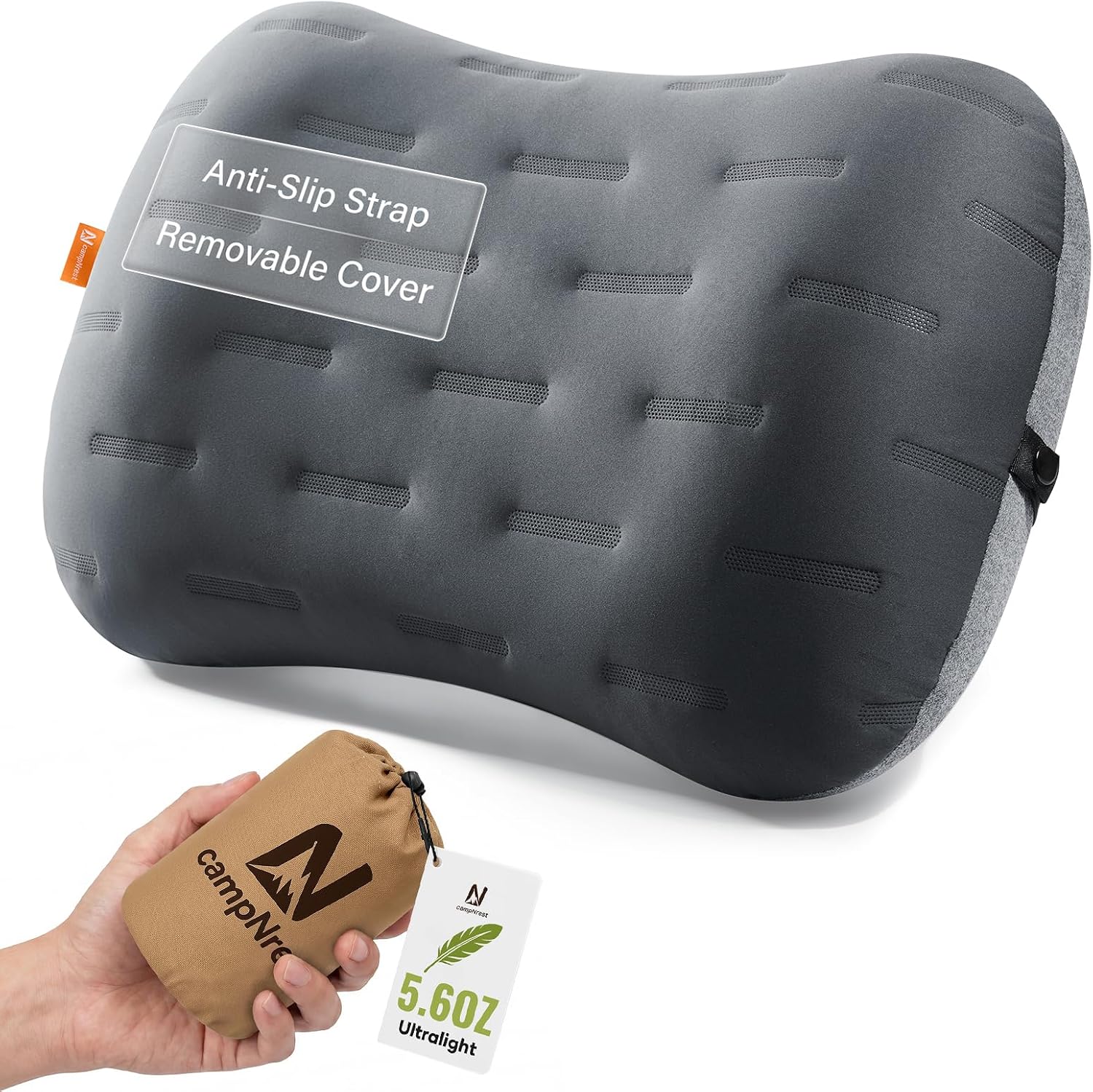 Detalle de CAMPNREST Inflatable Camping Pillow, Ergonomic Air Pillow with Washable Cover