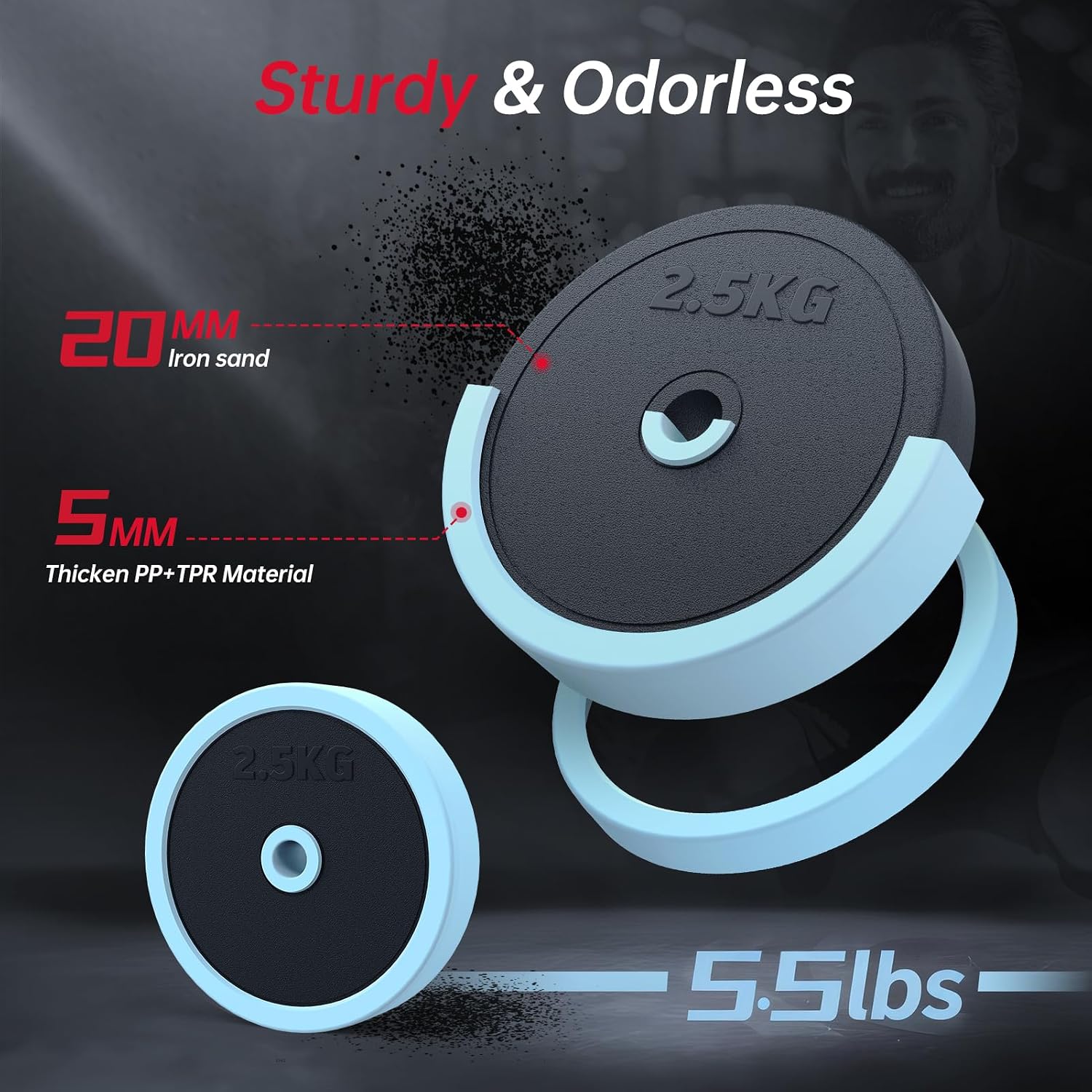 Detalle 2 de PASYOU Adjustable Dumbbell Set, 4-in-1 Home Gym Weights, Adjustable 2.5–12.5 kg