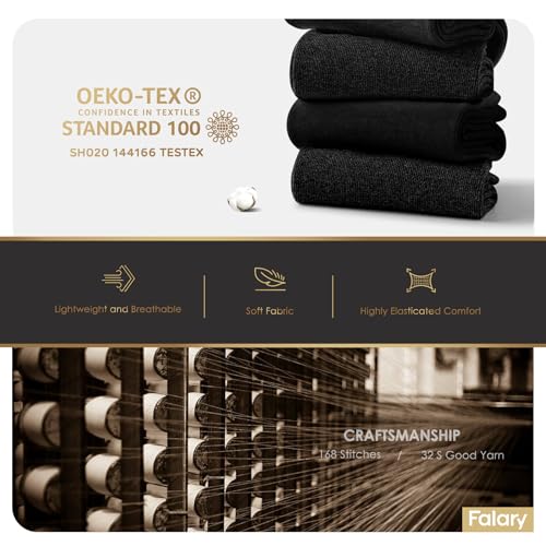 Detalle 2 de FALARY Mens Socks 12 Pairs Black Cotton Comfort for Everyday Wear
