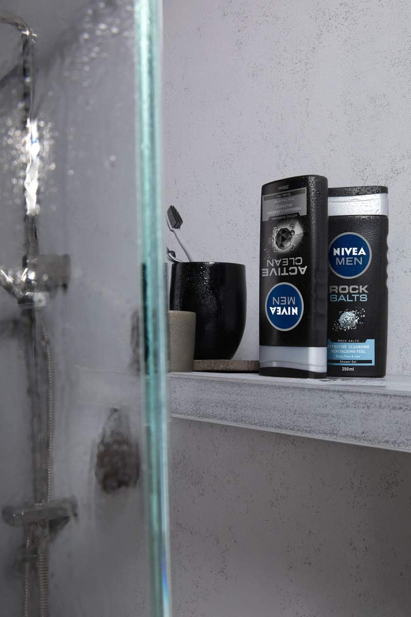 Detalle 1 de Nivea Men Rock Salts duschgel 250 ml för kropp, ansikte och hår