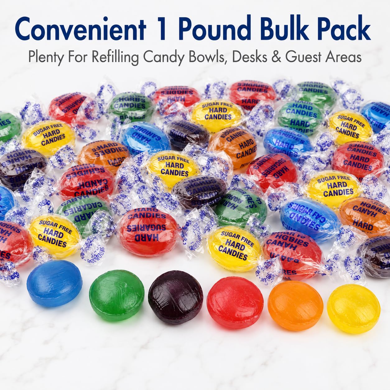 Detalle 2 de ONE CANDY WAY Sugar Free Hard Candy Assortment, 1 lb Bag, 75 Individually Wrapped Pieces