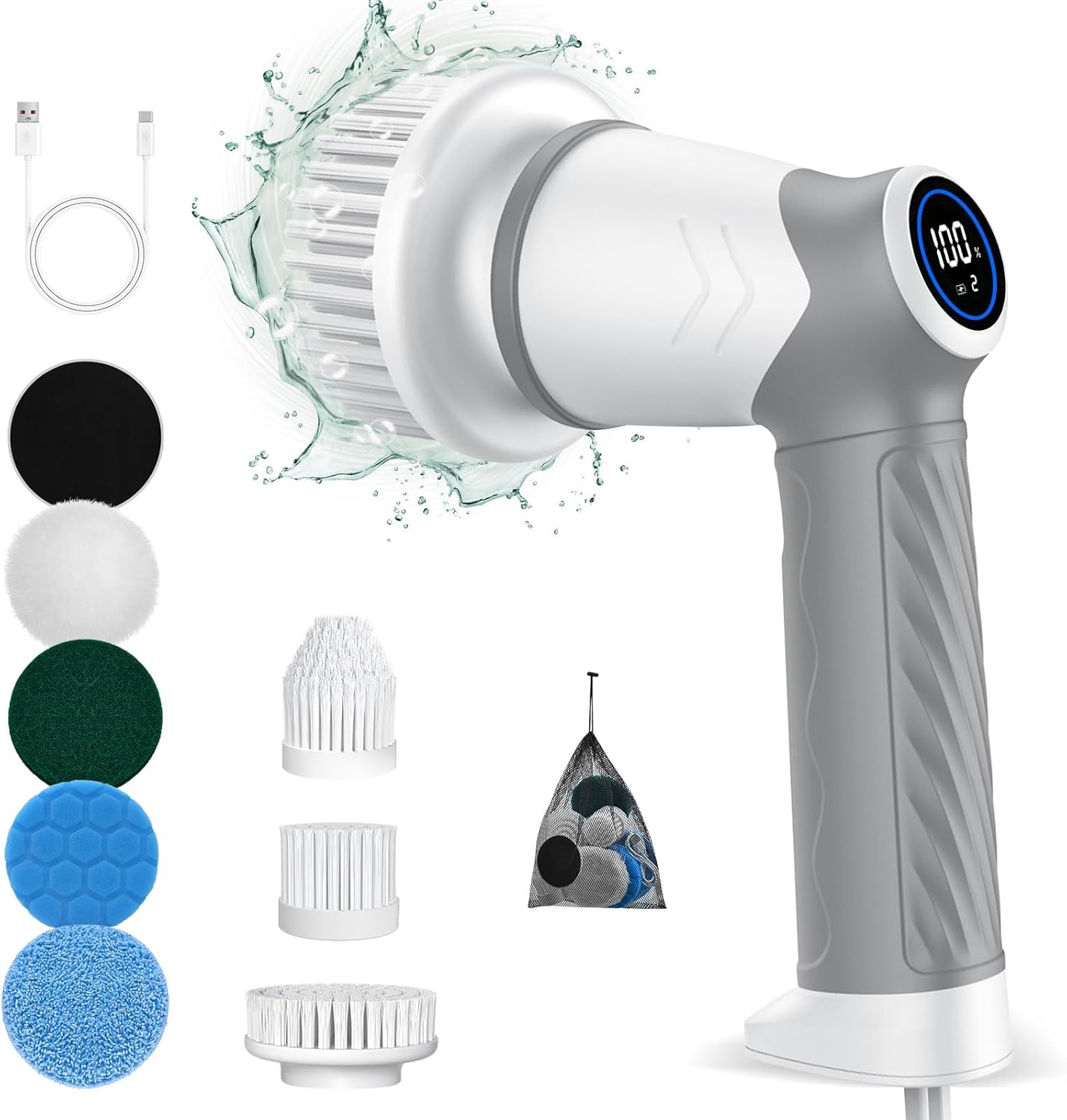 Thumbnail 6 de Kabellose elektrische Reinigungsbürste mit Power Spin Scrubber und 7 Bürstenköpfen (2 Geschwindigkeiten, USB-C)