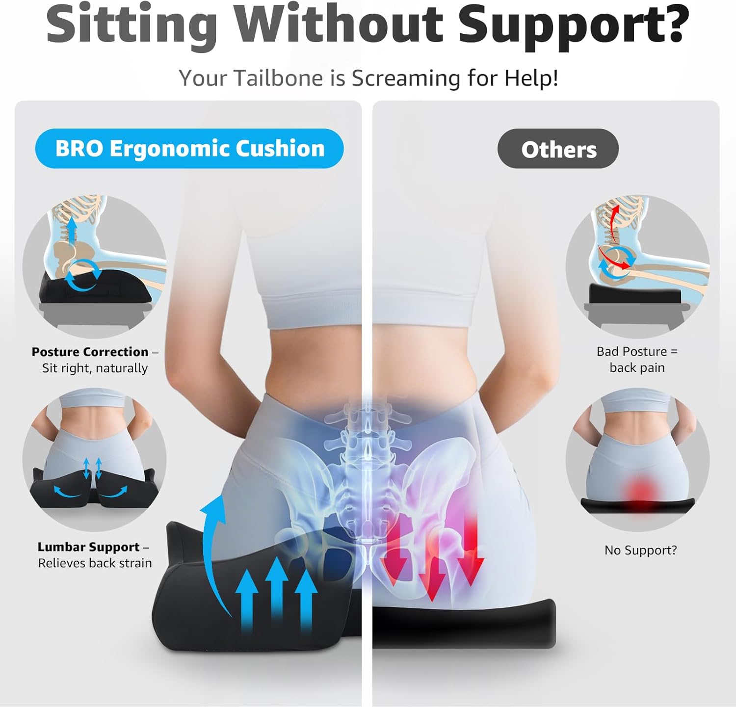 Detalle de BRO Extra Large Coccyx Cushion 50x42cm