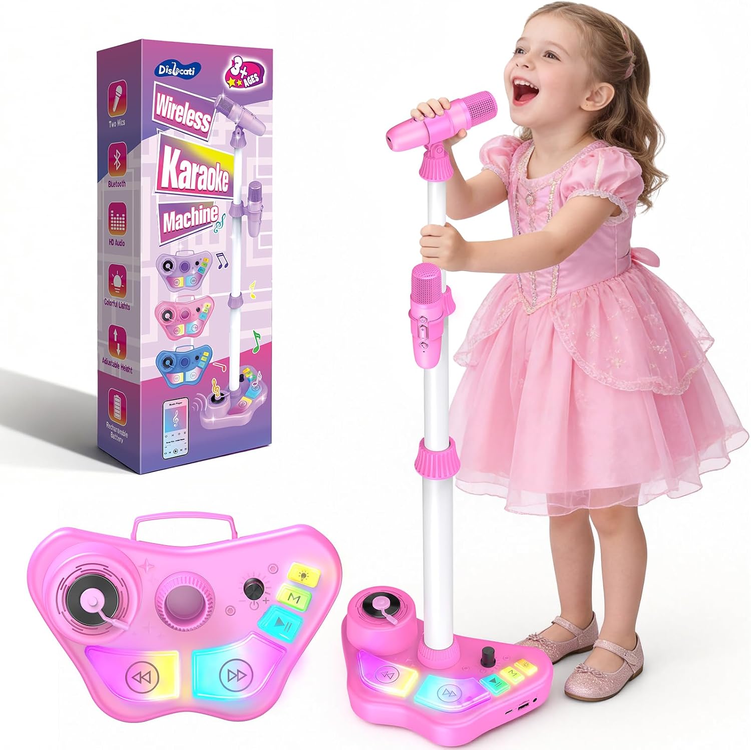 Detalle de Kids Stand Karaoke Machine with 2 Wireless Microphones