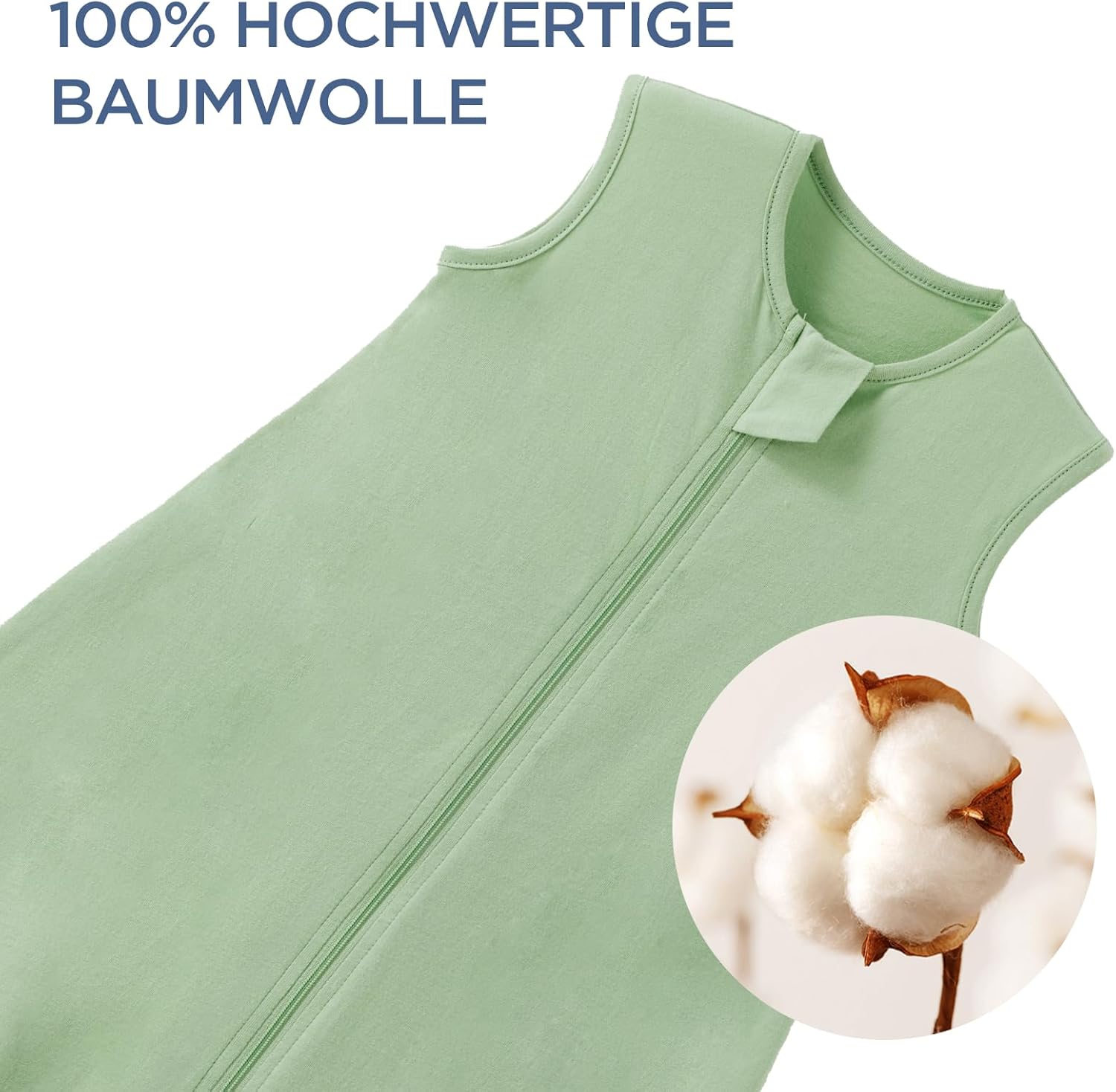 Thumbnail 3 de Duomiaomiao Baby Sleeping Bag 2 Pack: 0.5 Tog, 100% Cotton Summer Sleep Sack (18-36 Months) in Green Flowers