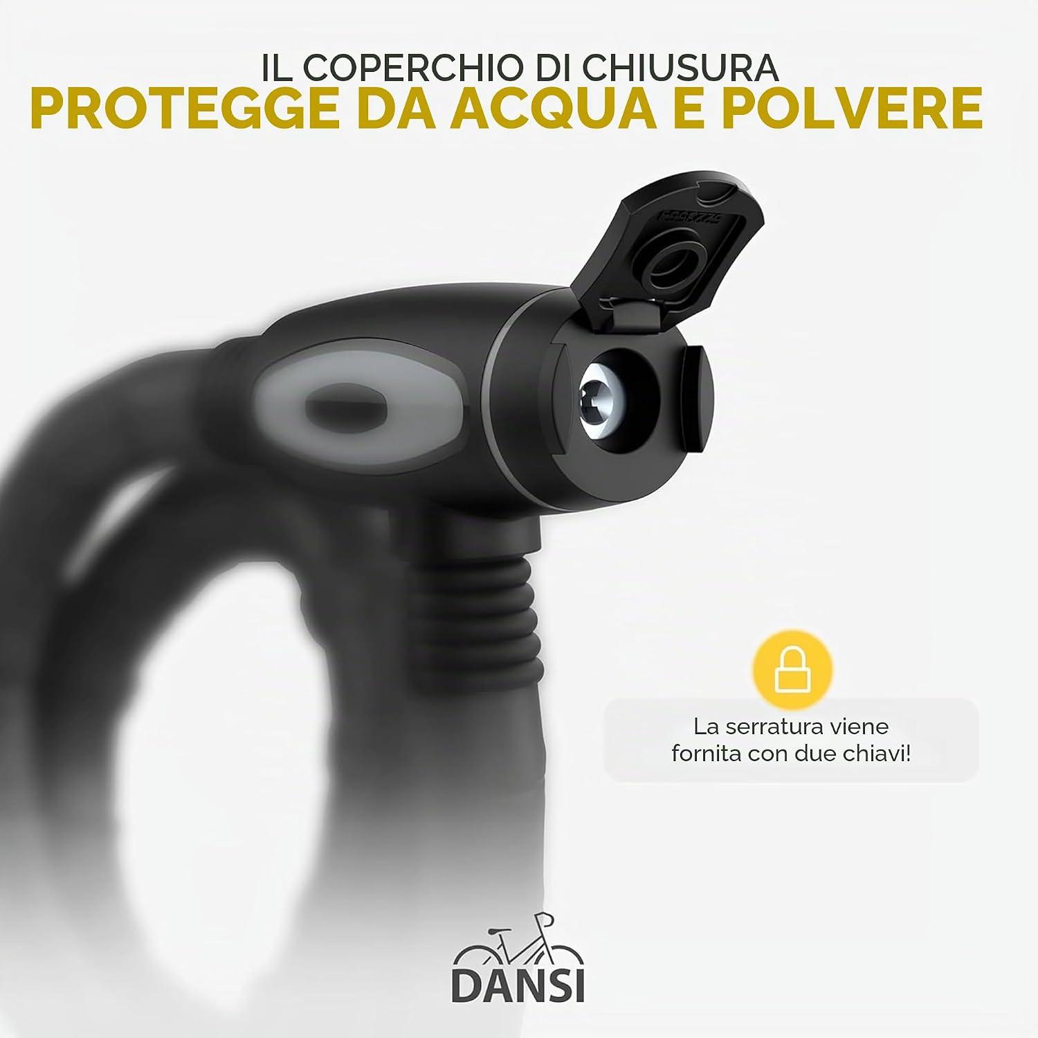 Detalle 2 de DANSI Lucchetto blindato per biciclette con combinazione numerica – 18x850 mm
