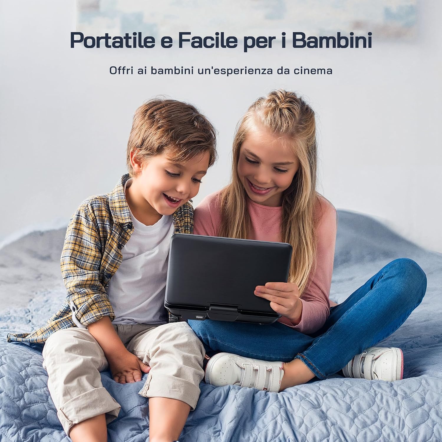 Thumbnail 6 de WOLFANG Lettore DVD portatile 9,5" per bambini con schermo girevole HD da 7,5" e batteria fino a 6 ore