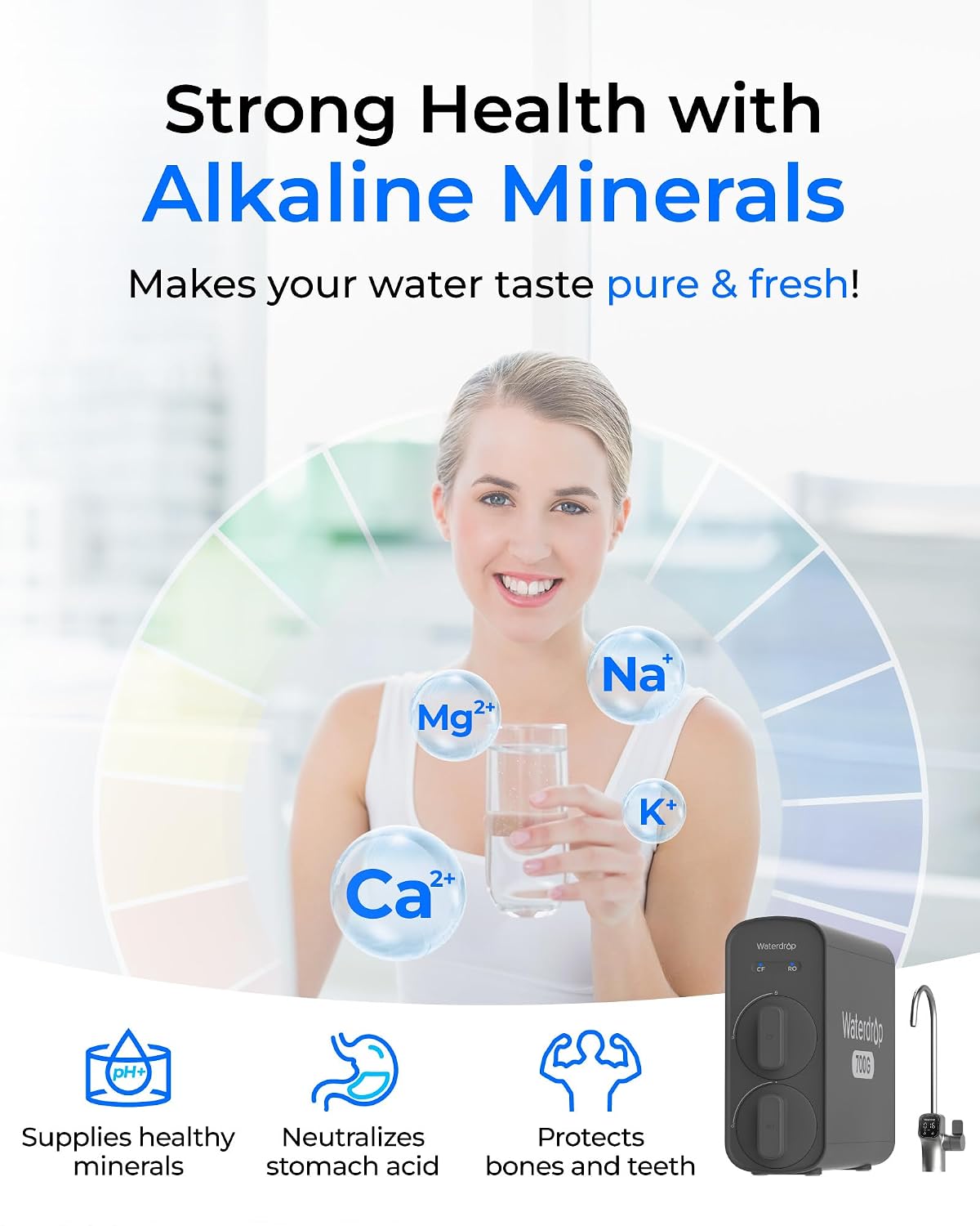 Thumbnail 3 de Waterdrop G5P700A Alkalischer Mineral‑pH+ Umkehrosmose-Wasserfilter – 8‑Stufen RO, 700 GPD, Tankless
