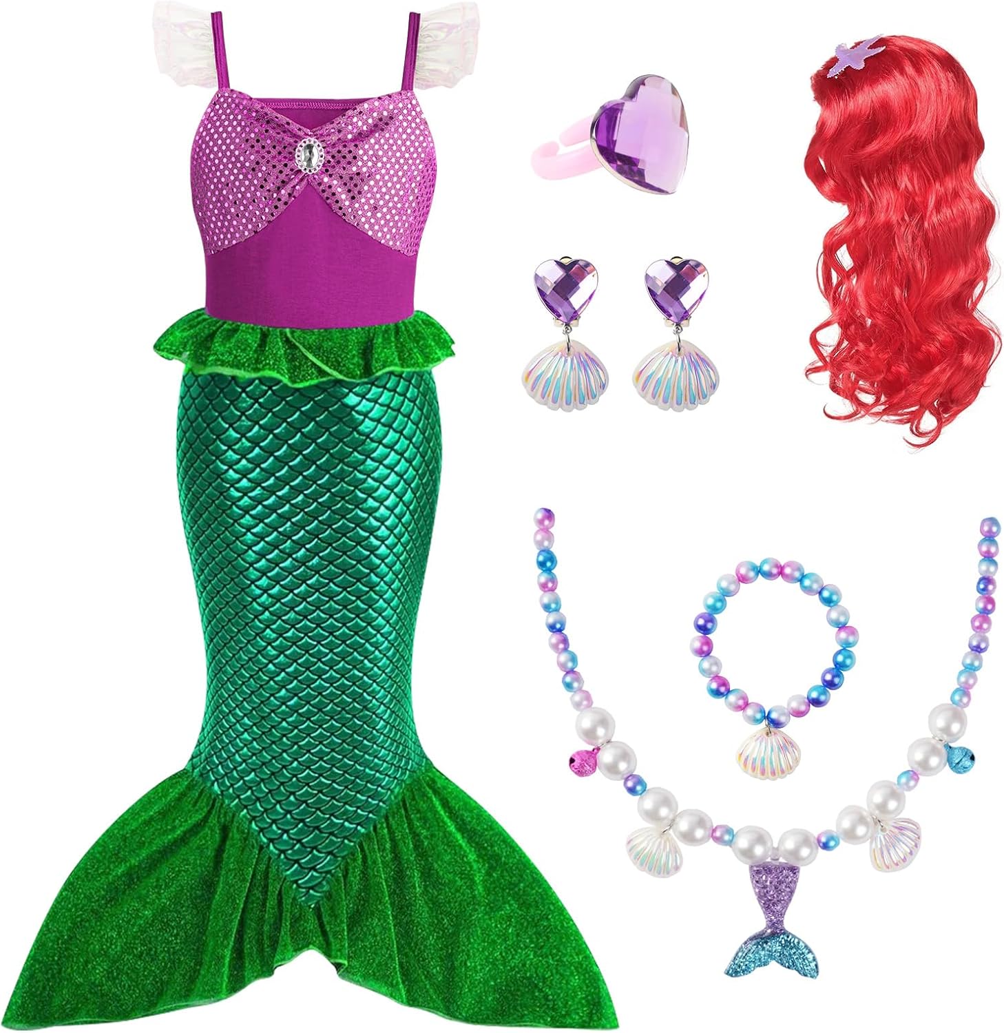 AOOWU Disfraz Sirena Niña