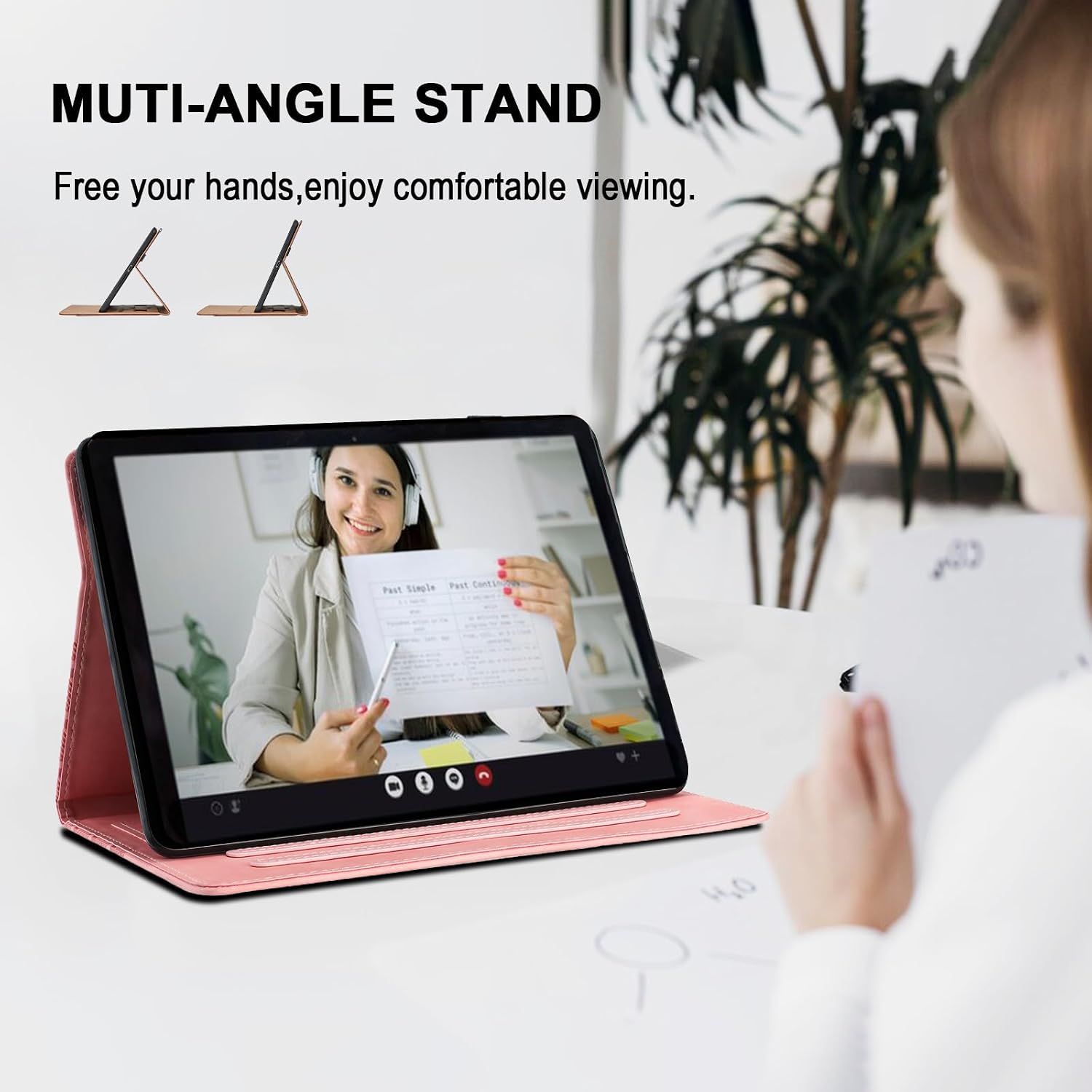 Thumbnail 1 de Hülle für Samsung Galaxy Tab A11 Plus / Galaxy A9 Plus 11 Zoll – PU Leder Folio Case mit Standfunktion, Kartenfächern, rosa