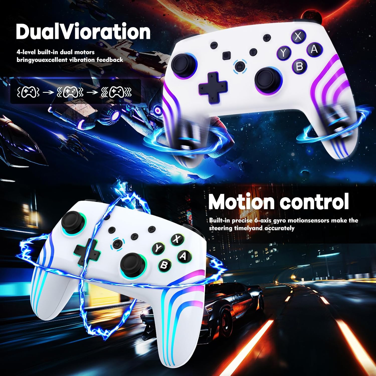 Thumbnail 6 de MYSTILUCK Wireless Pro Controller for Switch / Switch 2 / Lite / OLED / PC (White) with Hall Effect & RGB Lighting