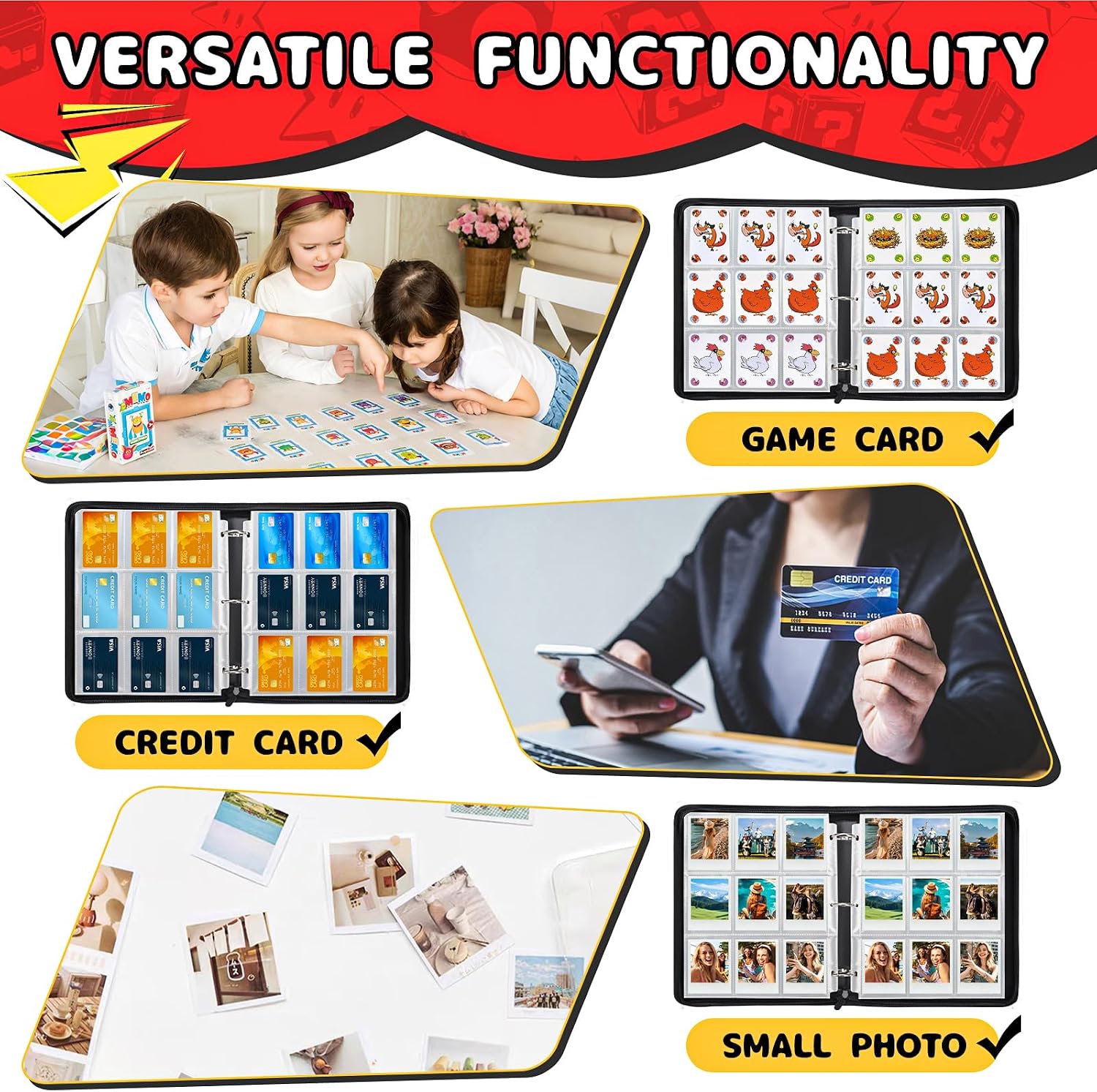 Detalle de Bestode RST01 9-Pocket Trading Card Binder, Zippered PU Leather, 900-Card Capacity