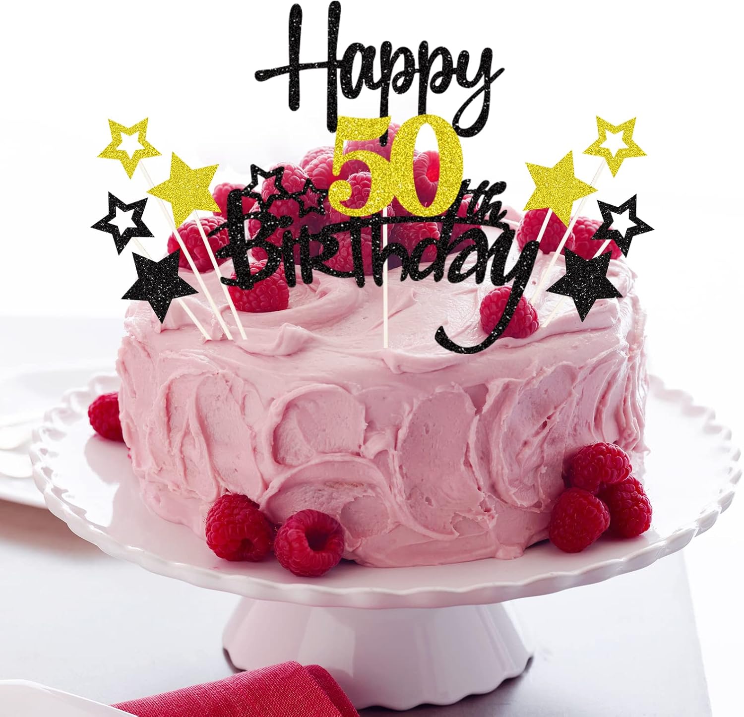 Detalle 2 de palasasa 50 Geburtstag Tortendeko – Happy 50 Birthday Cake Topper Set