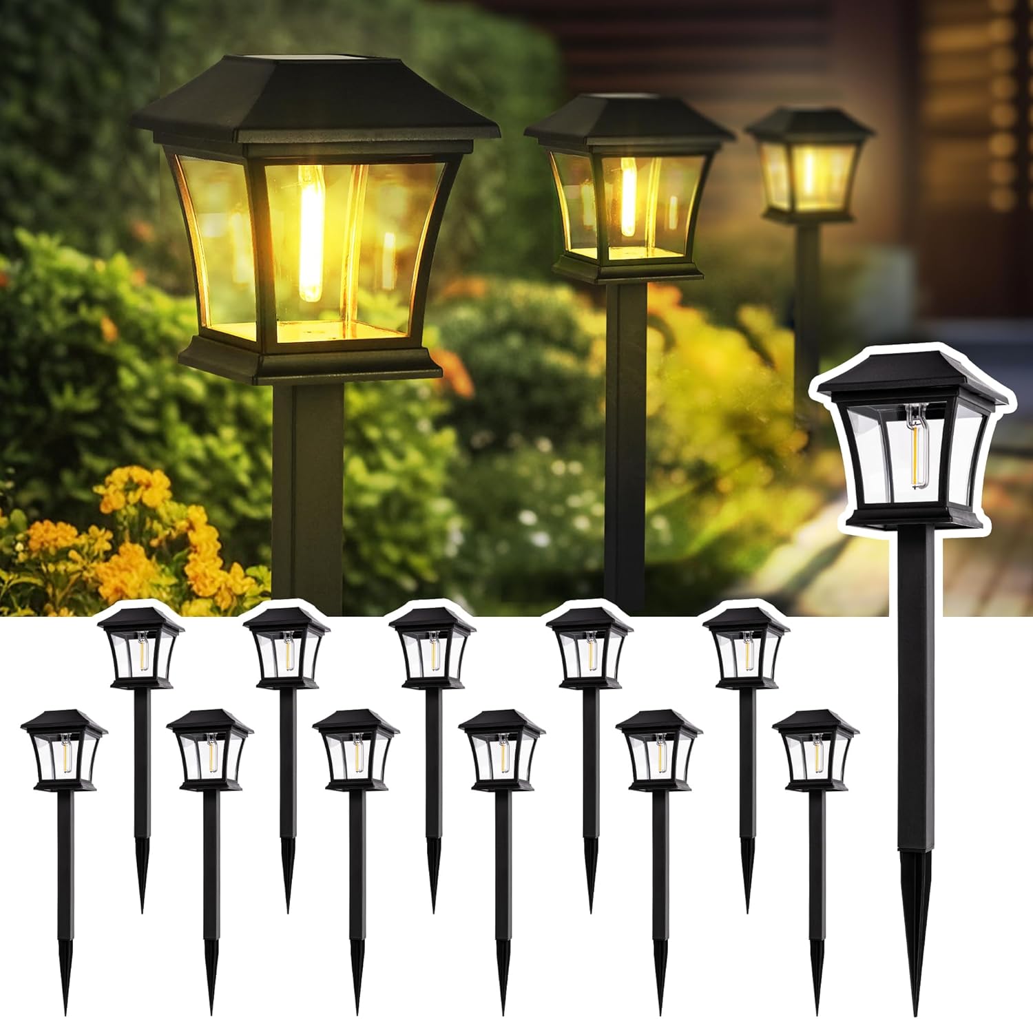 Detalle de GIGALUMI Solar Pathway Lights 12 Pack review