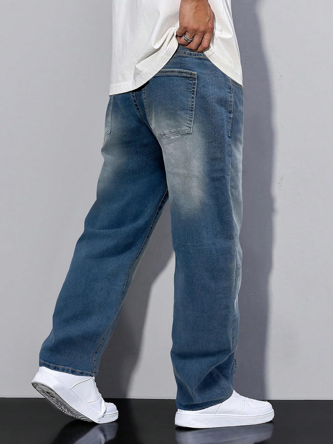 Detalle de JMIERR Herren Baggy Jeans – Stretch-Jeanshose im Vintage/Y2K Streetwear-Stil