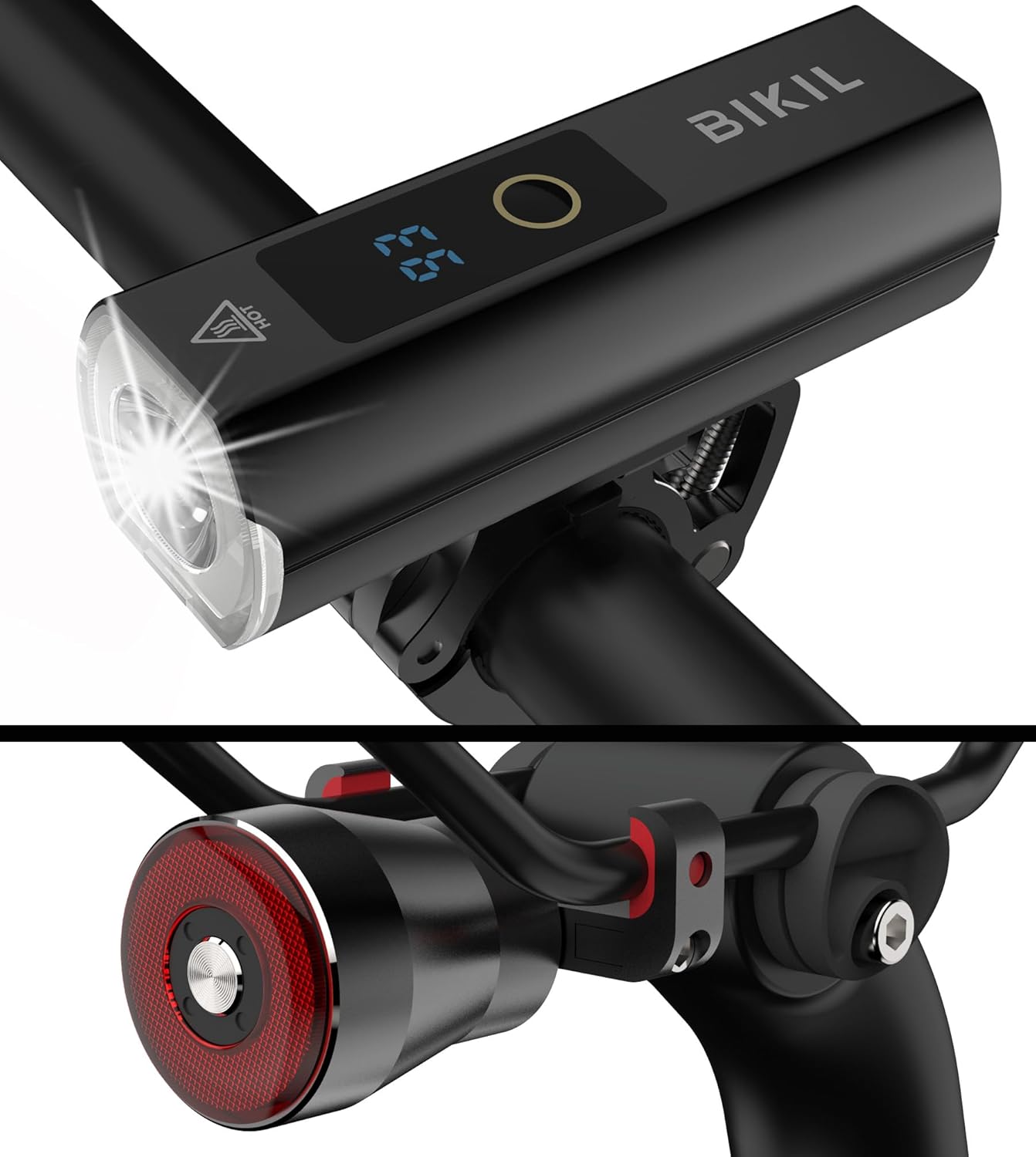BIKIL Luci Bicicletta Led: Fanale anteriore e posteriore in lega di alluminio, 5000 mAh, ricaricabili USB-C