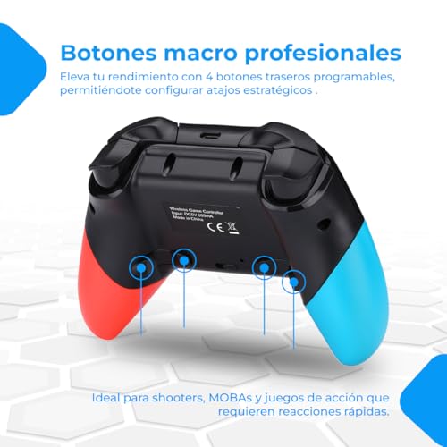 Detalle de NK Mando PRO Switch Inalámbrico: mando profesional con macros, gyro de 6 ejes y iluminación RGB para Switch, PC y móvil