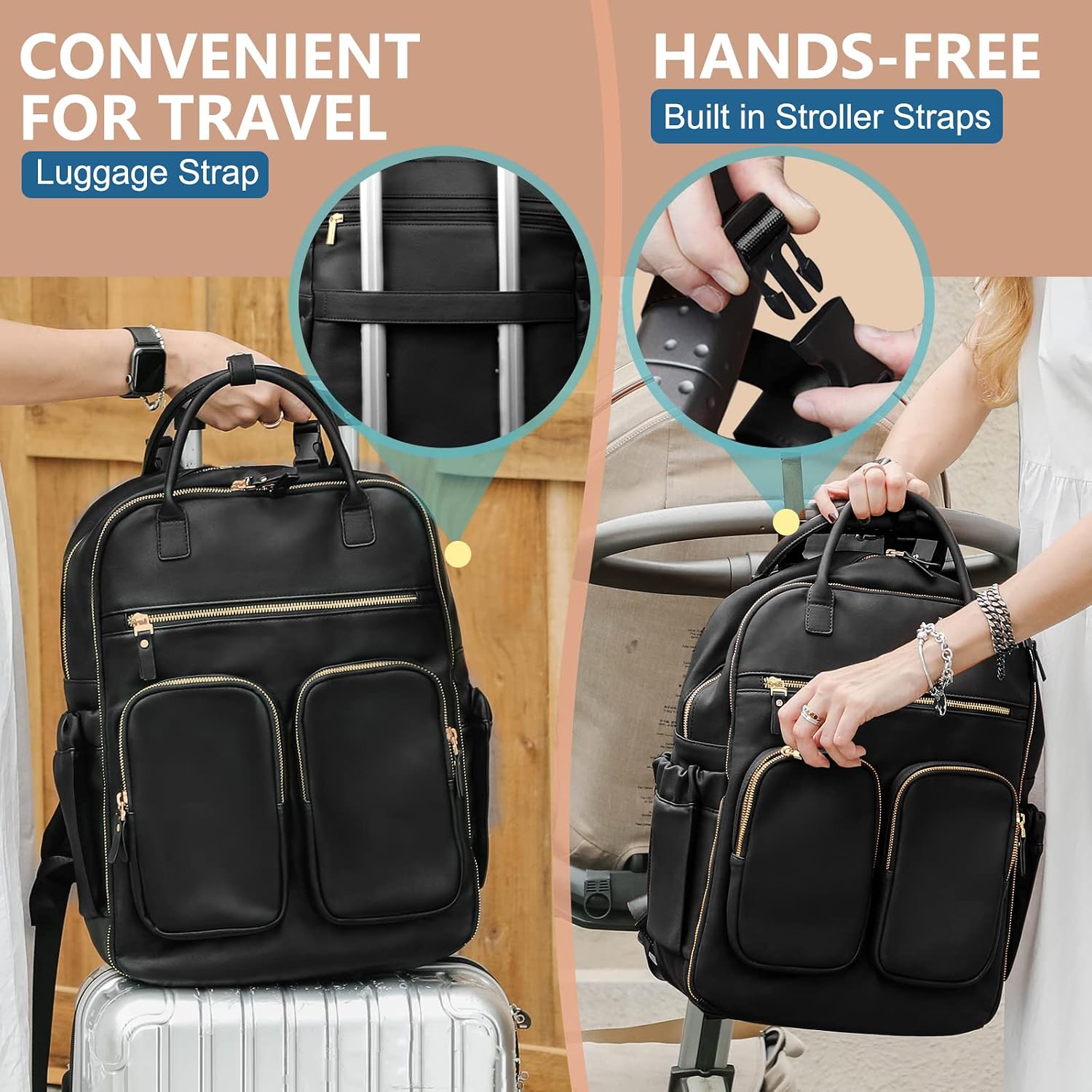 Detalle de MOMINSIDE Diaper Backpack with 18 Pockets