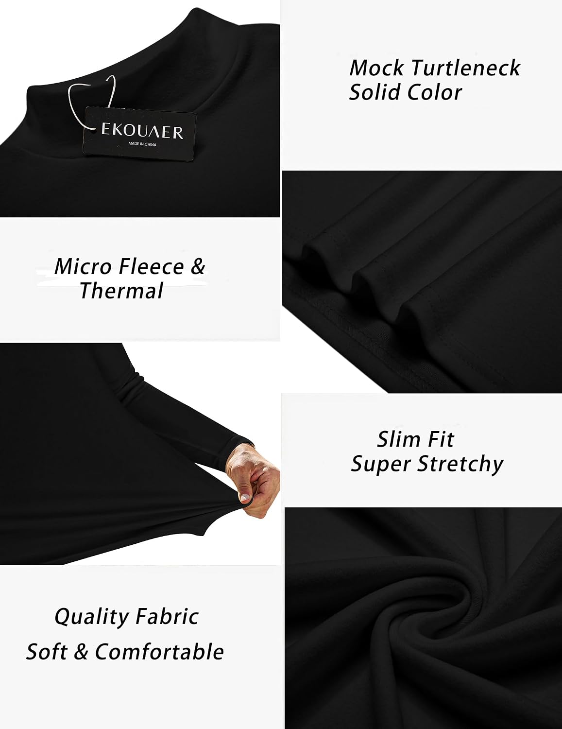 Detalle de Ekouaer 2pcs Haut Thermique Homme – Maillot à manches longues en micropolaire (S-3XL)