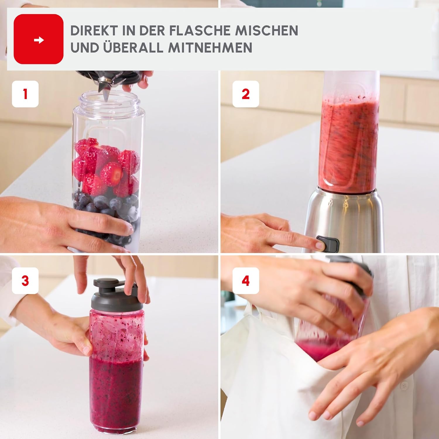 Thumbnail 4 de Tefal Mix und Move Mini-Standmixer BL15FD – kompakt, 300 W, 2 To-Go Flaschen aus Tritan