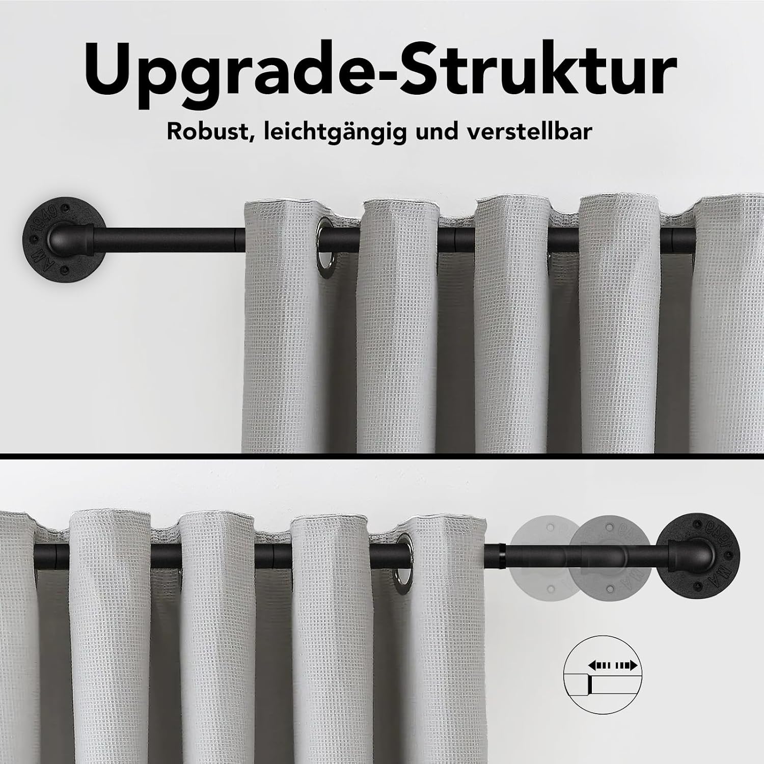 Detalle de Gardinenstange Schwarz 25 mm, 76 bis 305 cm