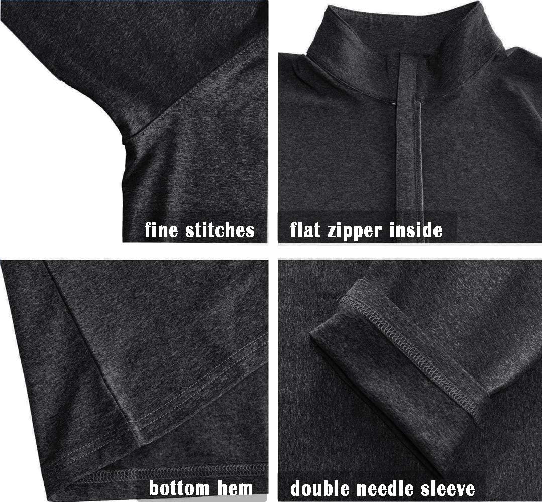 Detalle de KEFITEVD Herren 1/4-Zip Fleece Pullover – langarm Funktionsshirt für Warm, Atmungsaktivität & Bewegung