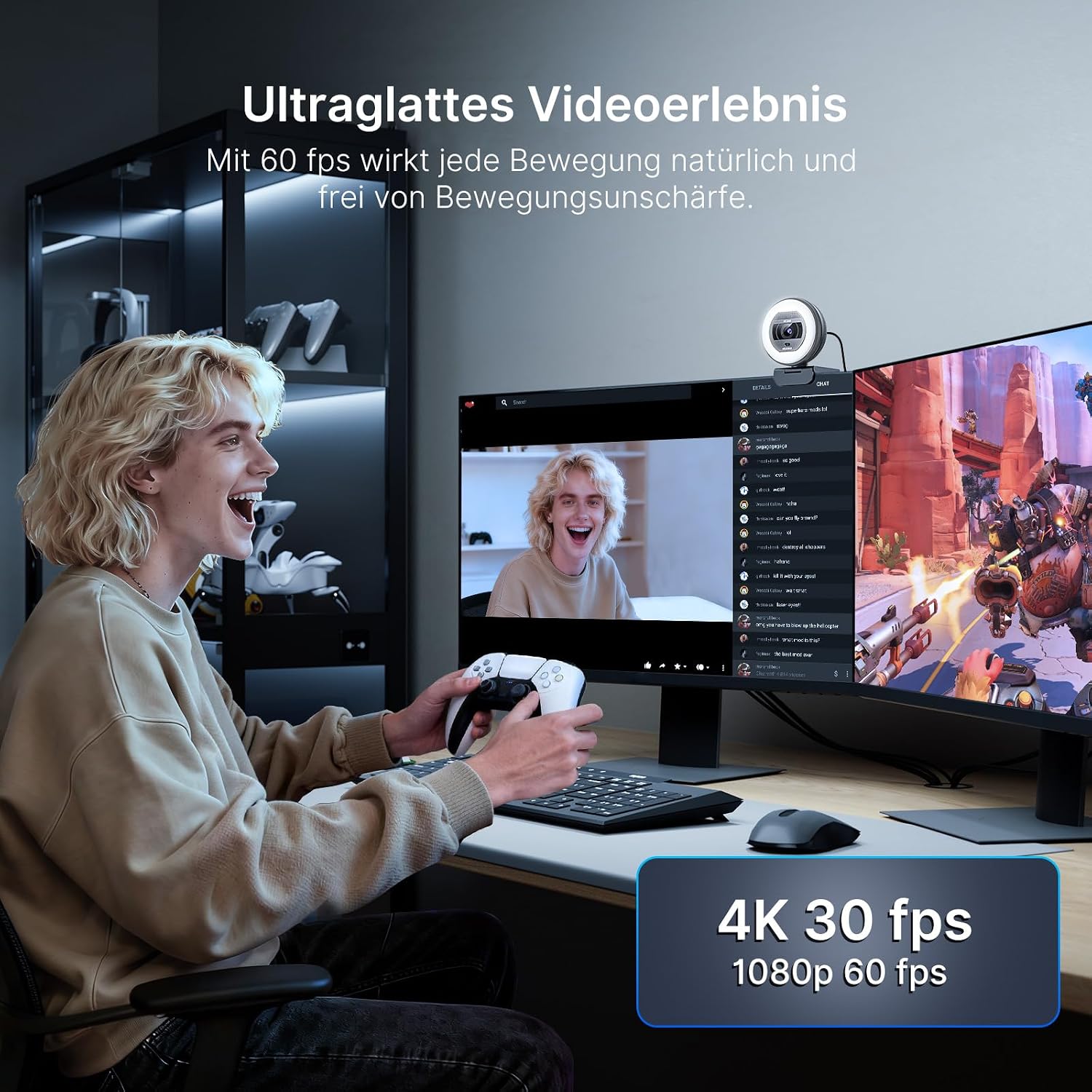 Thumbnail 6 de NexiGo N930E Pro 4K-Webcam mit Ringlicht, PDAF-Autofokus und Dual-Mikrofon