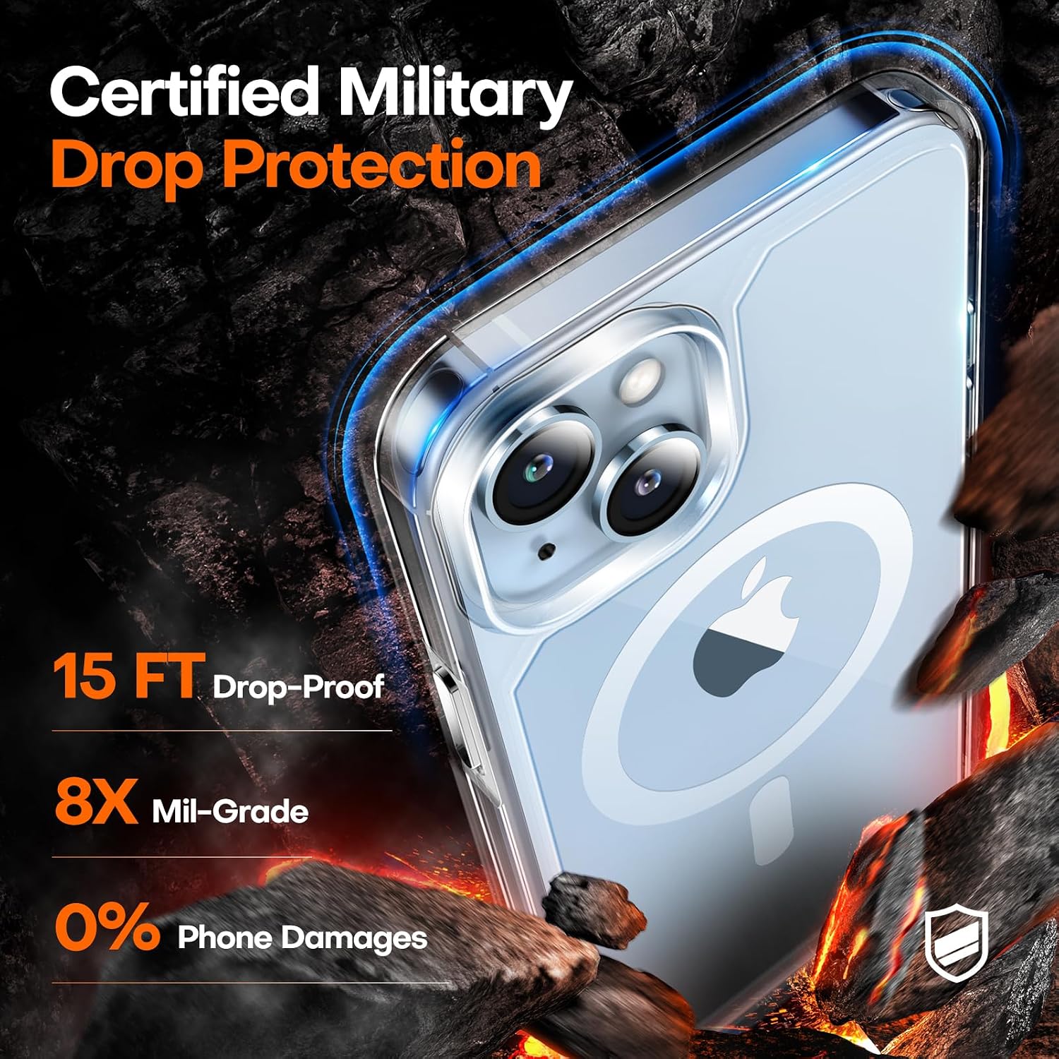 Detalle 2 de TAURI Clear iPhone 15 Case 12FT protection