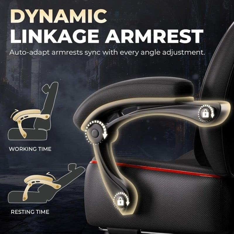 Detalle de Gtplayer Silla Gaming con Reposapiés y Soporte Lumbar, Ajustable y Giratoria (200 Kg) – Rojo