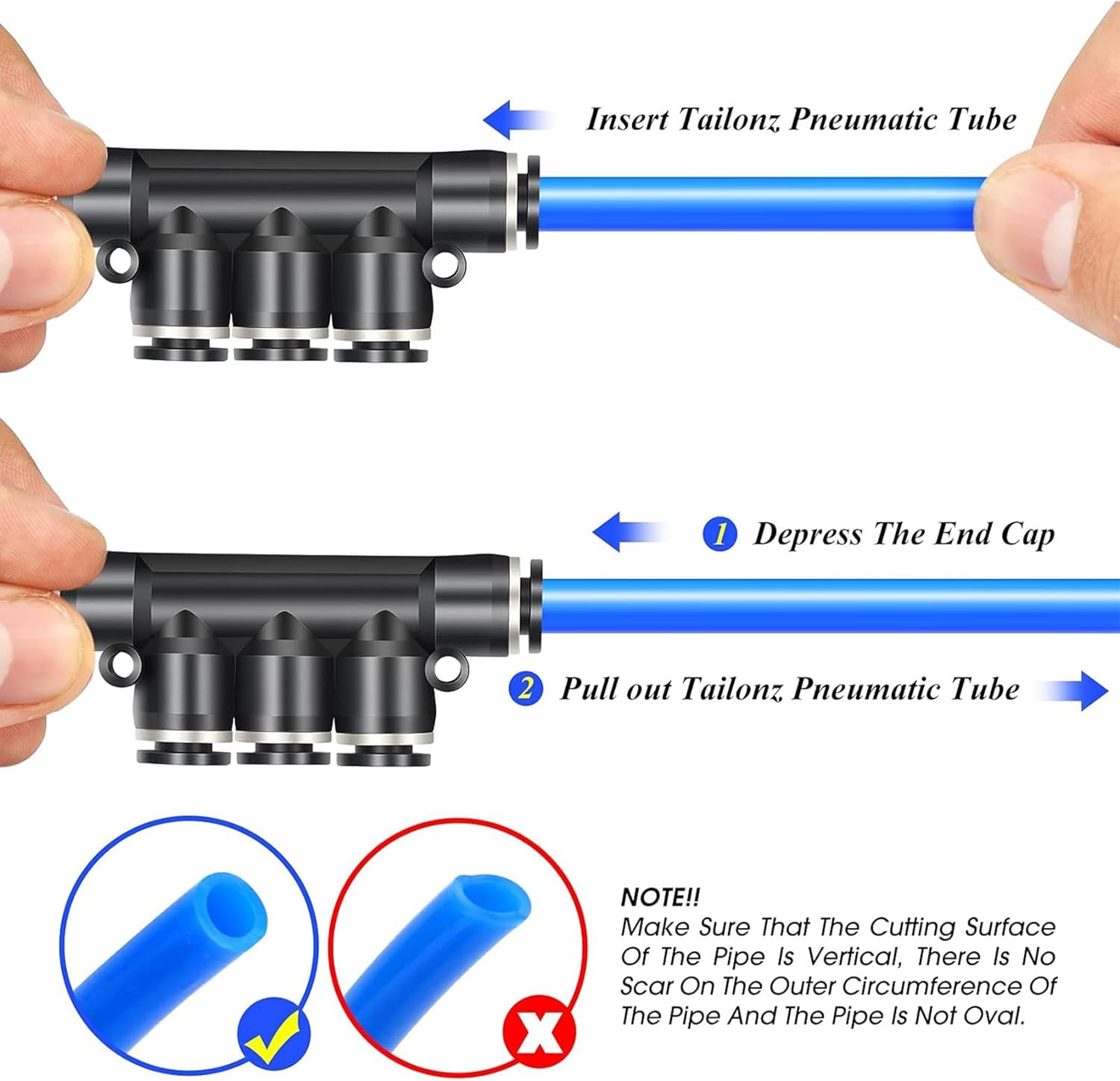 Thumbnail 3 de TAILONZ Pneumatic 6mm Straight Push Connectors (5 Pieces) – 6‑Way Plastic Air Line Fittings