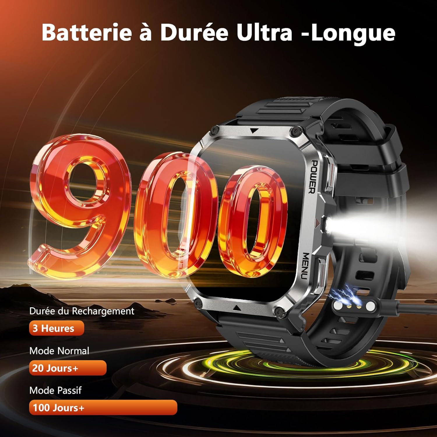 Thumbnail 3 de Blackview W70Pro Montre Connectée pour Homme — 100 jours d’autonomie, boussole et lampe torche