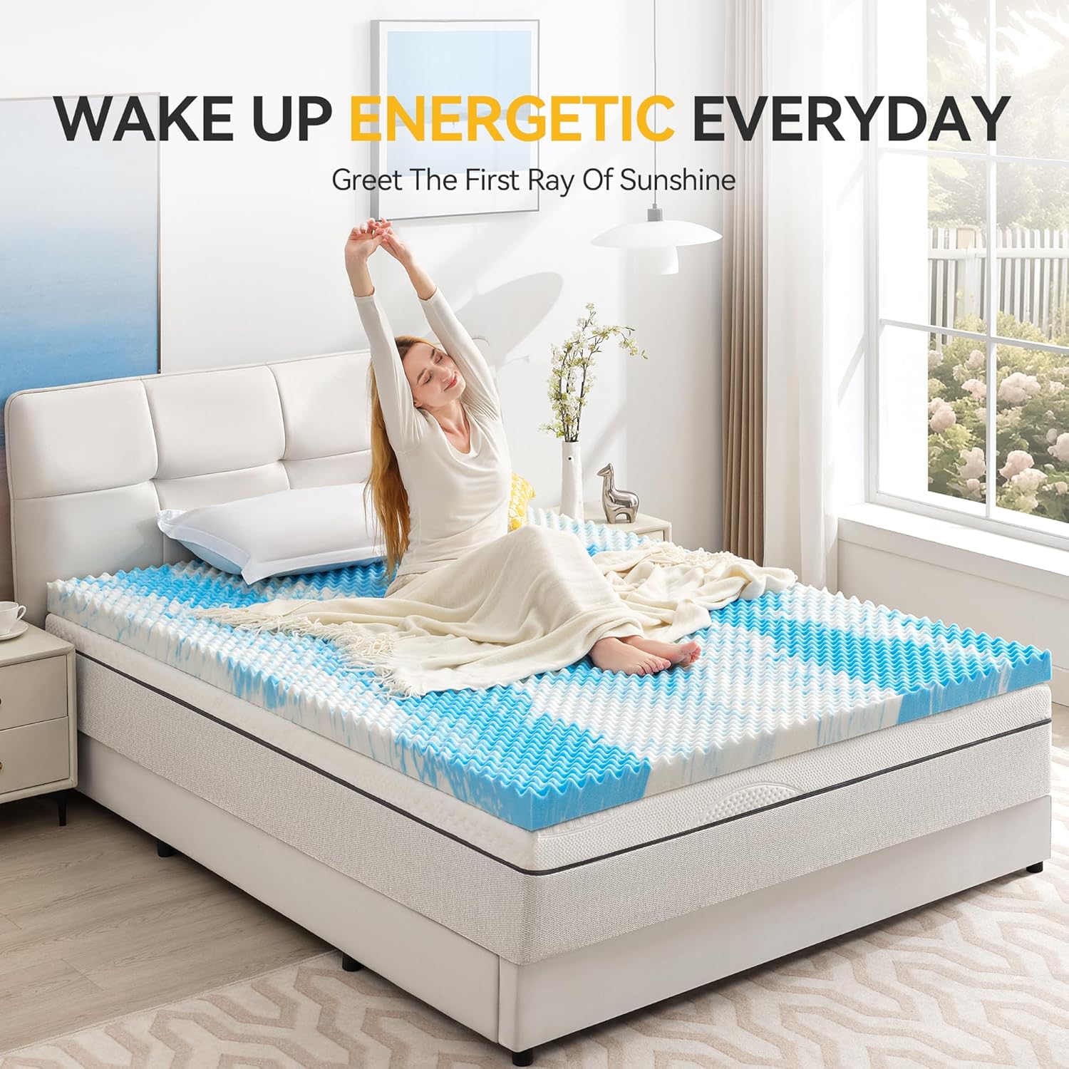 Thumbnail 5 de SINWEEK 2 Inch Egg Crate Memory Foam Mattress Topper - Twin, Soft, CertiPUR-US Certified