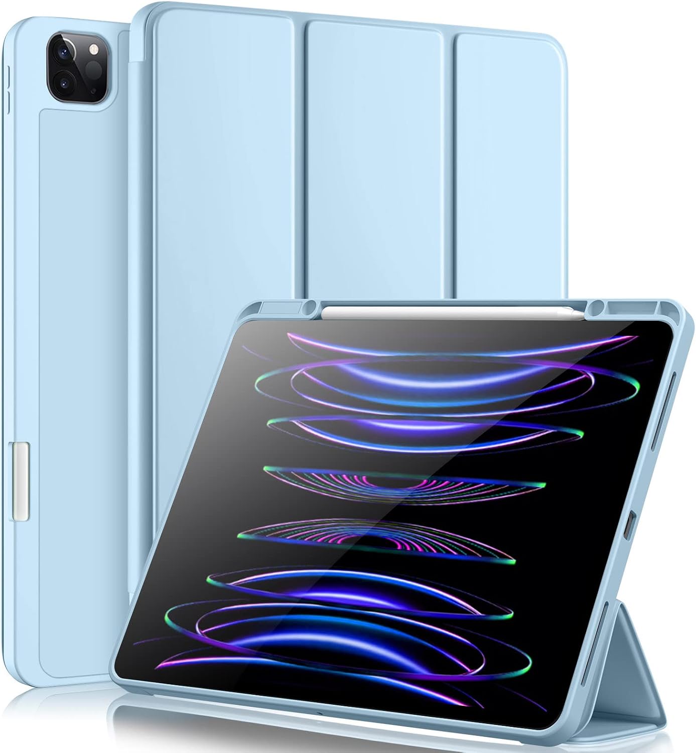 Detalle de Vobafe TPU Back Case with Pencil Holder for iPad Pro 12.9 (6th–3rd Gen) – Light Blue
