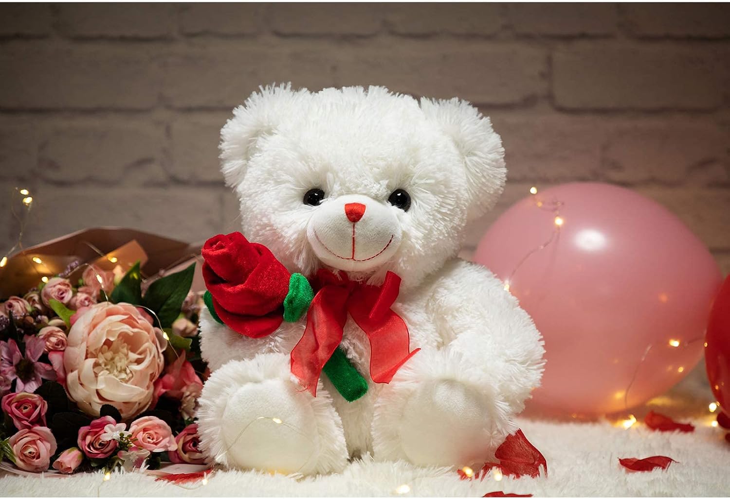 Detalle 2 de BEJOY Teddy Bear Rose Bear 12in White