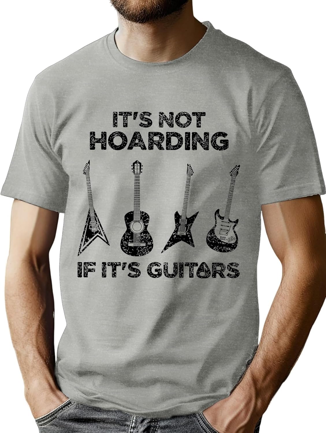 Detalle de VVNTY Guitar T-Shirt: A Comfortable, Guitar-Obsessed Tee for Men (S–XXL)