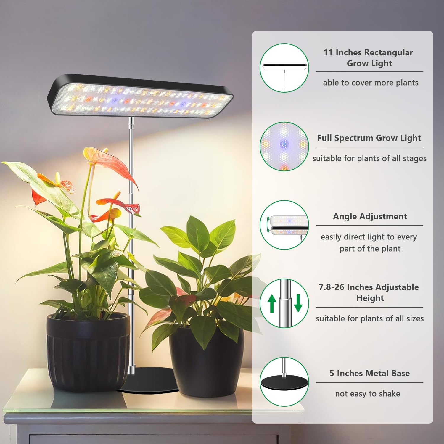 Detalle 2 de Aumtrly BL-J10A LED Grow Light, Full Spectrum with Adjustable Height