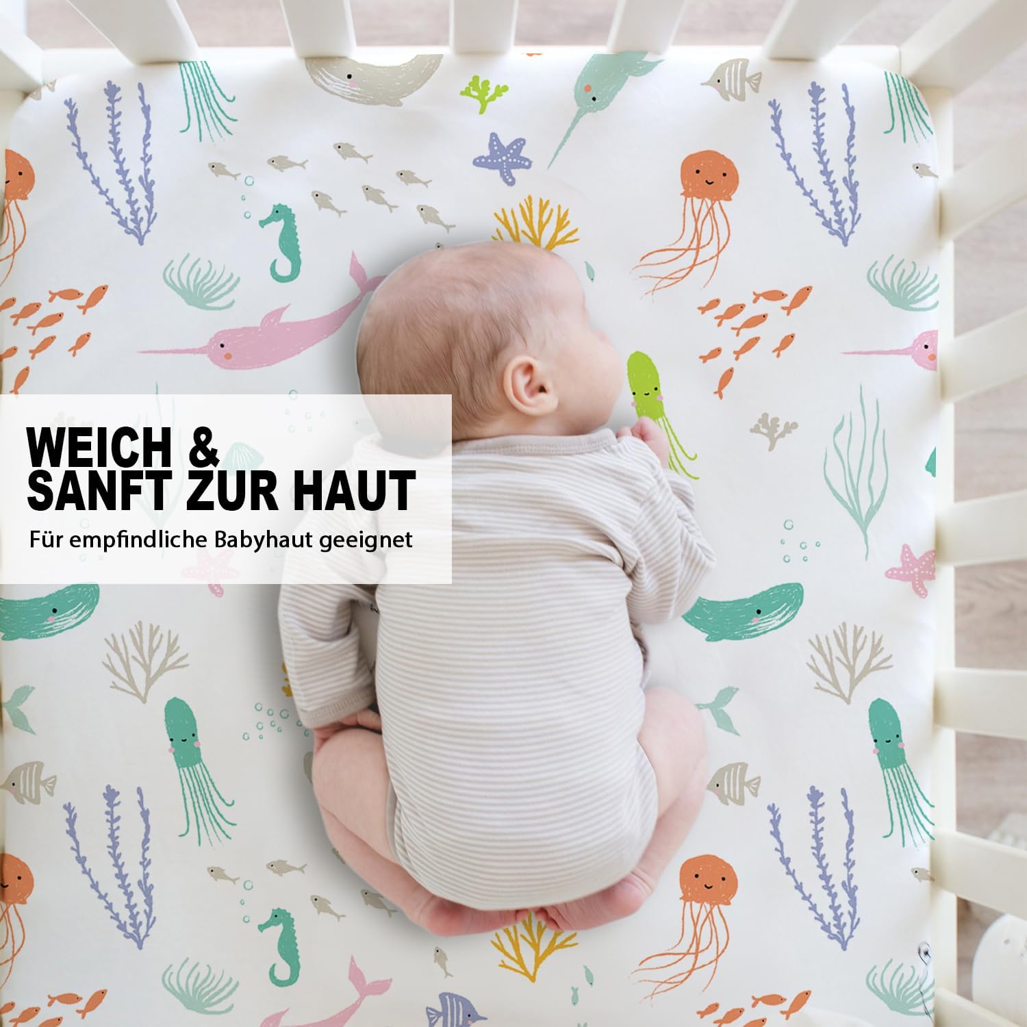 Detalle de Little Grape Land Spannbettlaken 70×140 cm – 2er Pack aus Mikrofaser, atmungsaktiv und pflegeleicht