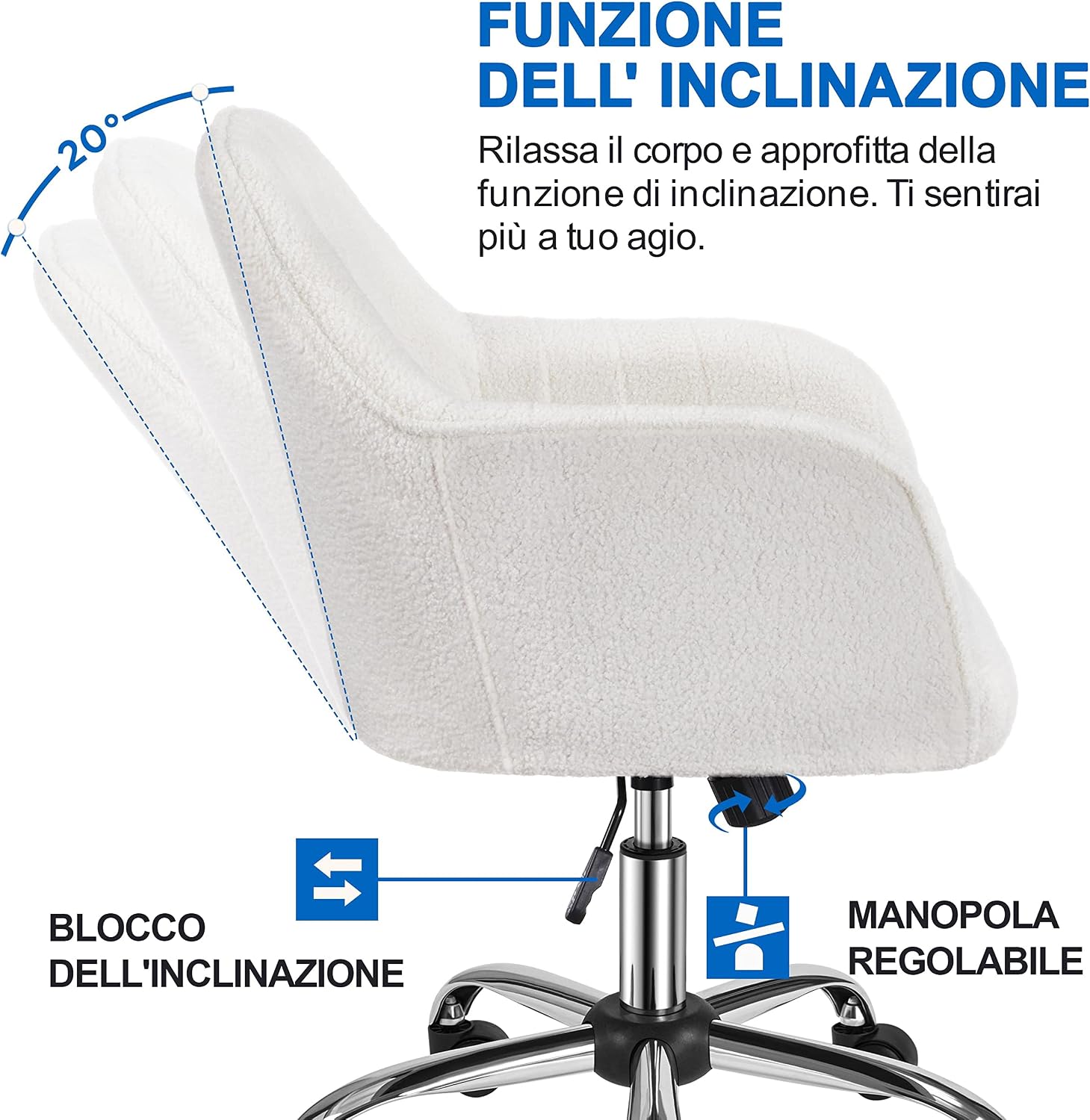 Thumbnail 6 de Yaheetech Sedia Scrivania Ergonomica in Velluto 136 kg