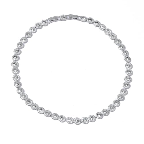 Thumbnail 2 de ZOEY Angelic Tennis Necklace, 18K White Gold Plated, 8mm, Adjustable