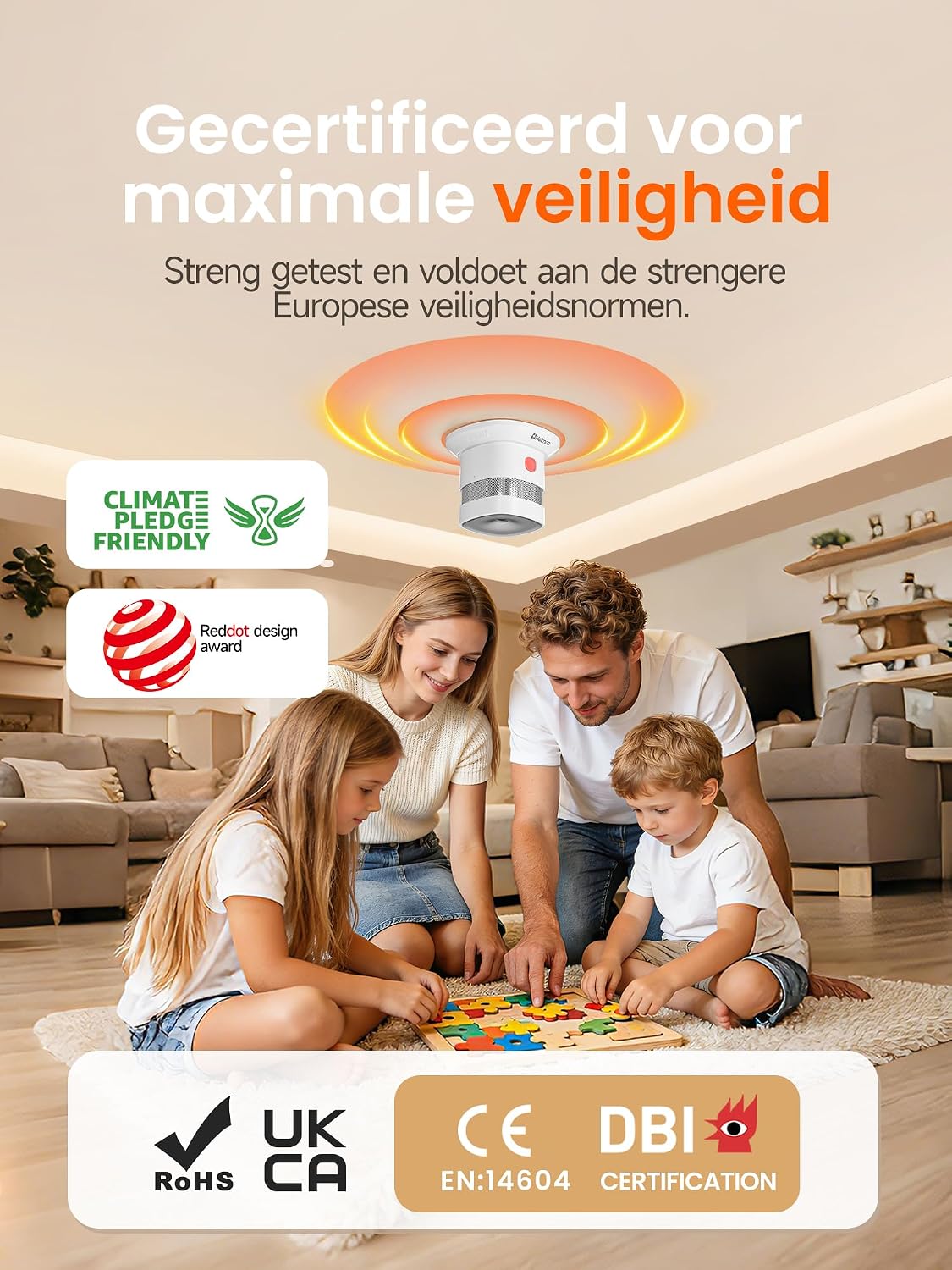 Detalle de HEIMAN HS1SA-E Plus slimme rookmelder met Zigbee 3.0 en foto-elektrische sensor